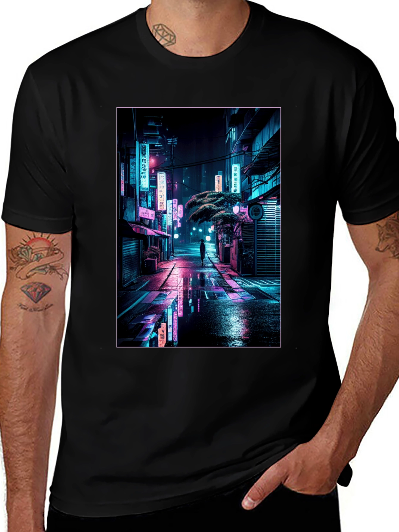 Neon Cityscape Graphic Tee