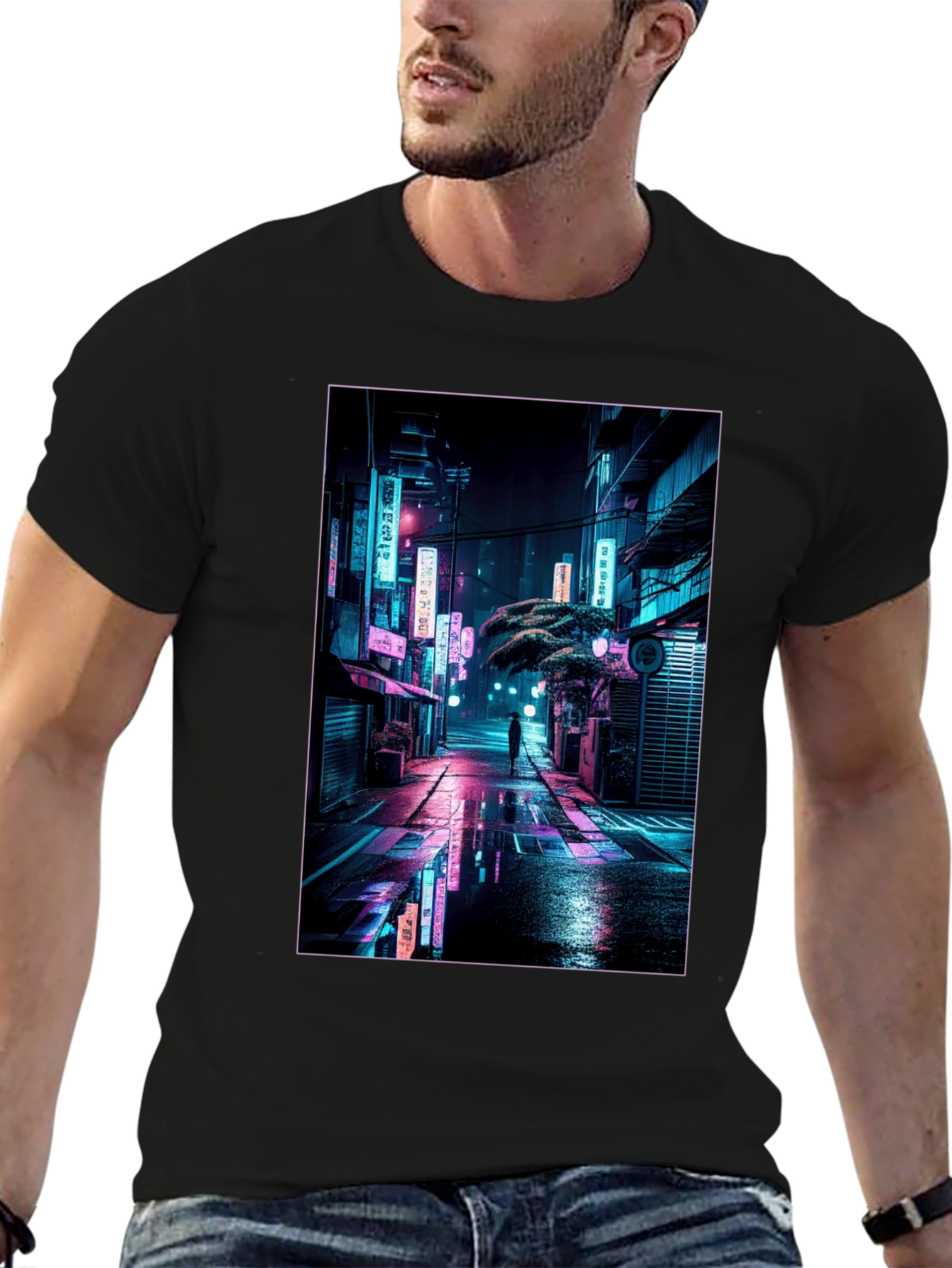 Neon Cityscape Graphic Tee