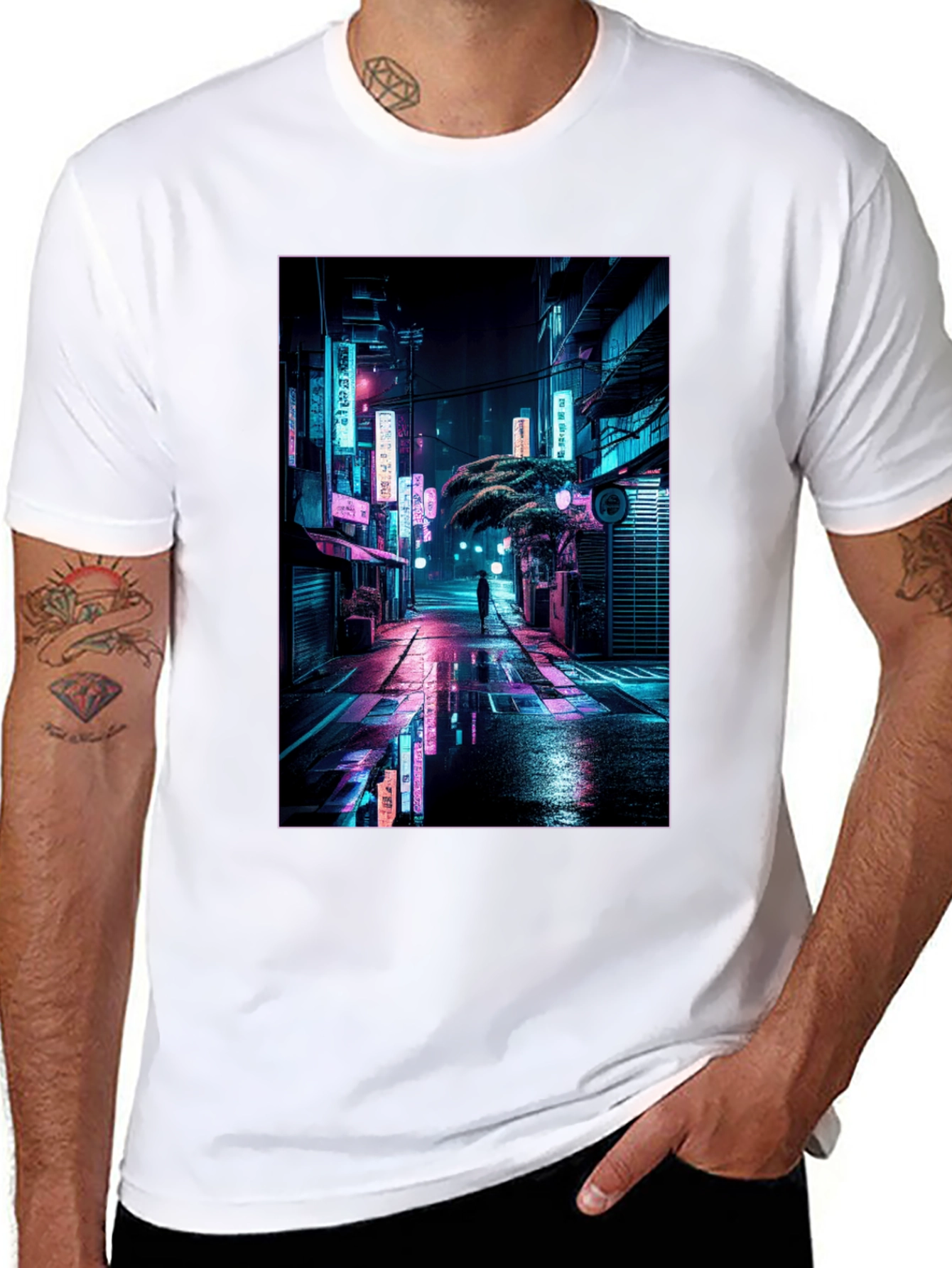 Neon Cityscape Graphic Tee