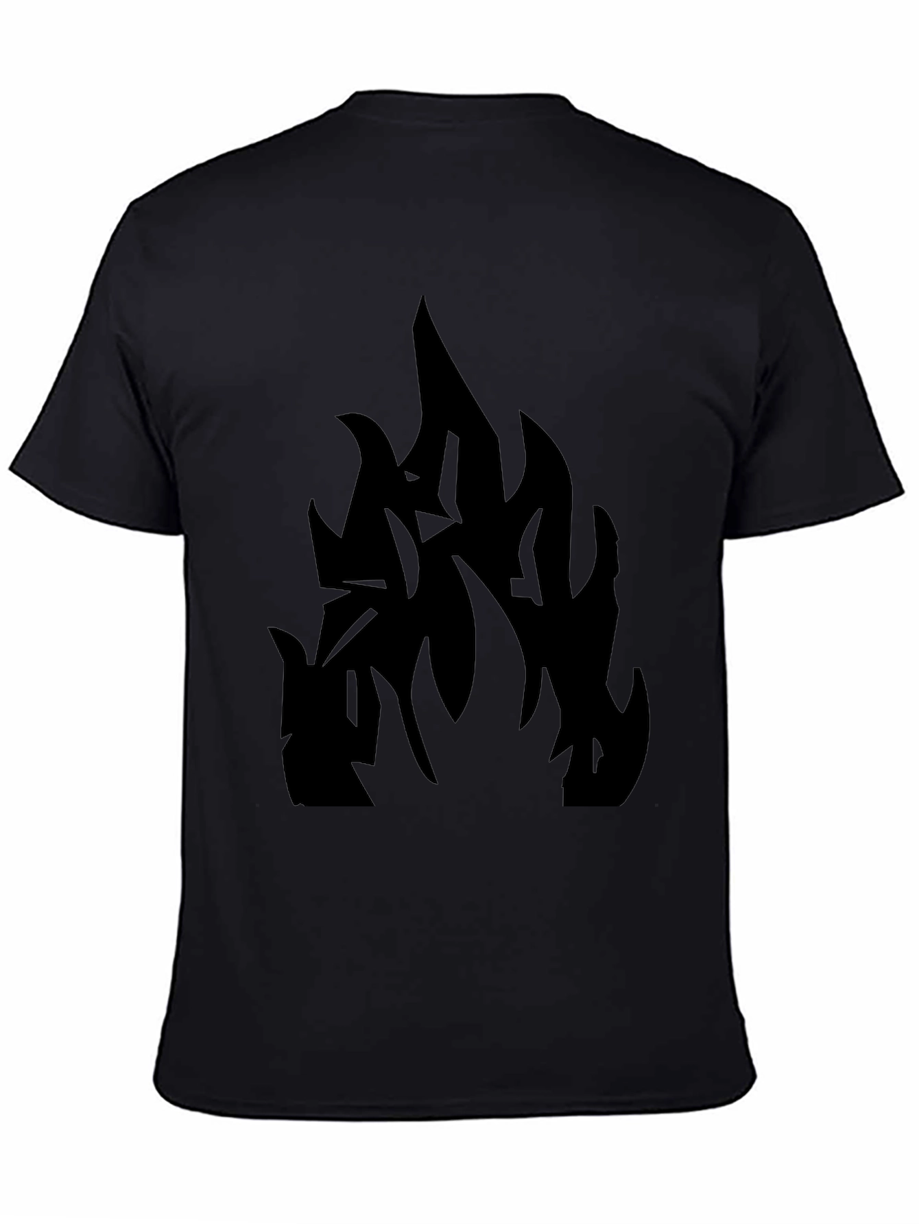 Black T-Shirt with Abstract Flame Design