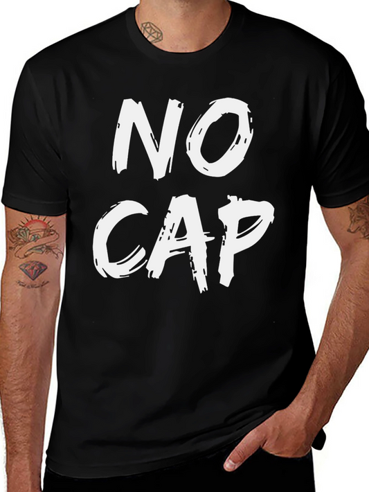 No Cap Graphic T-Shirt - Mens Black Crew Neck Tee