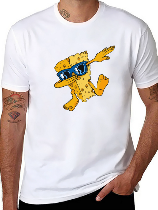 Dabbing Cheese Graphic Tee - Cool Funky T-Shirt