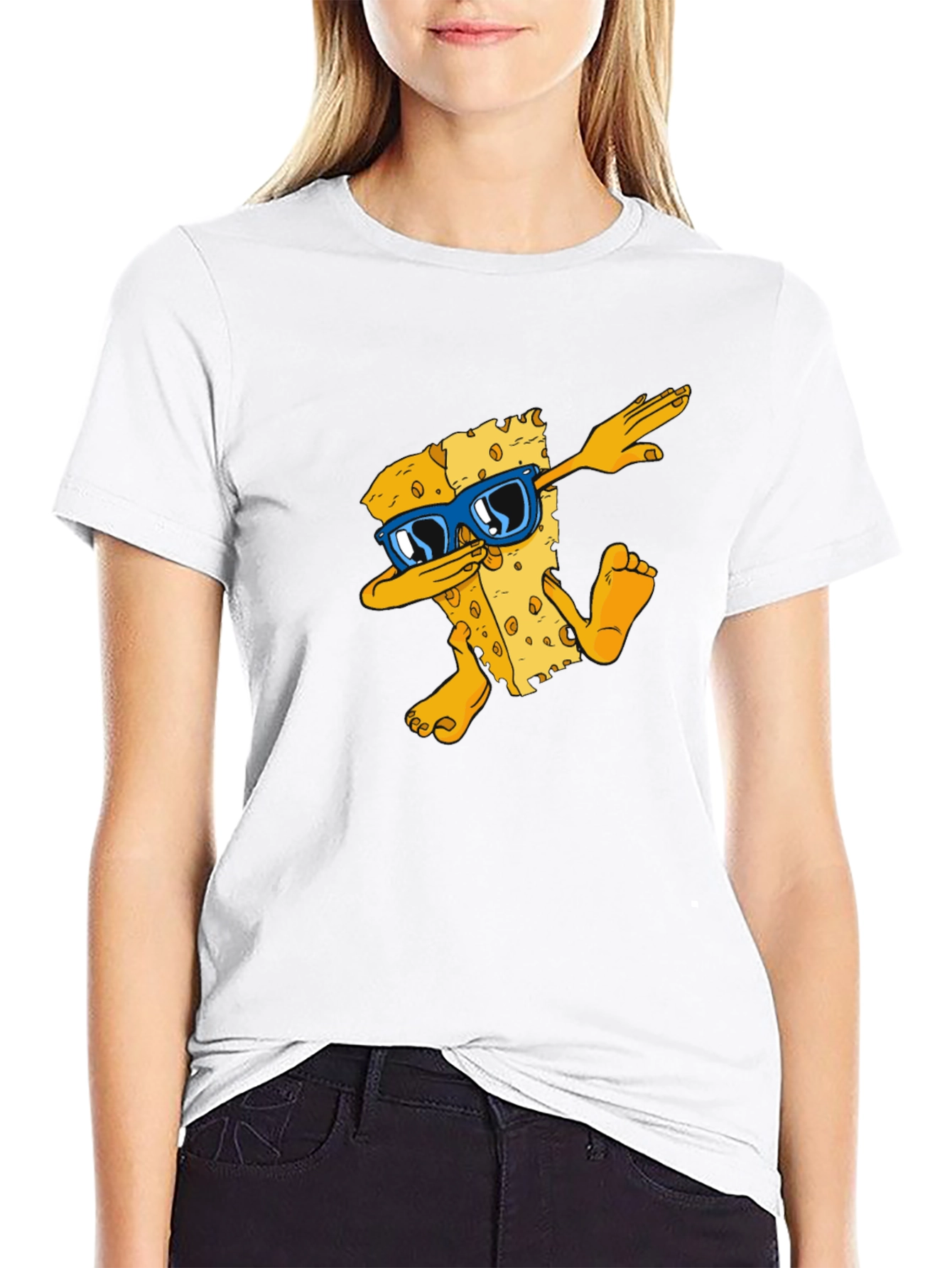 Dabbing Cheese Graphic Tee - Cool Funky T-Shirt