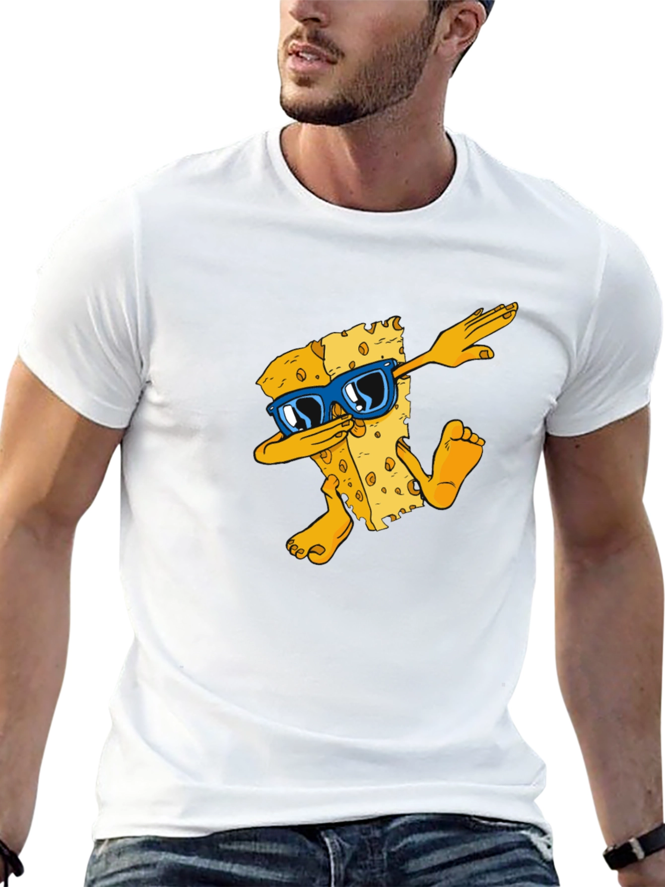 Dabbing Cheese Graphic Tee - Cool Funky T-Shirt