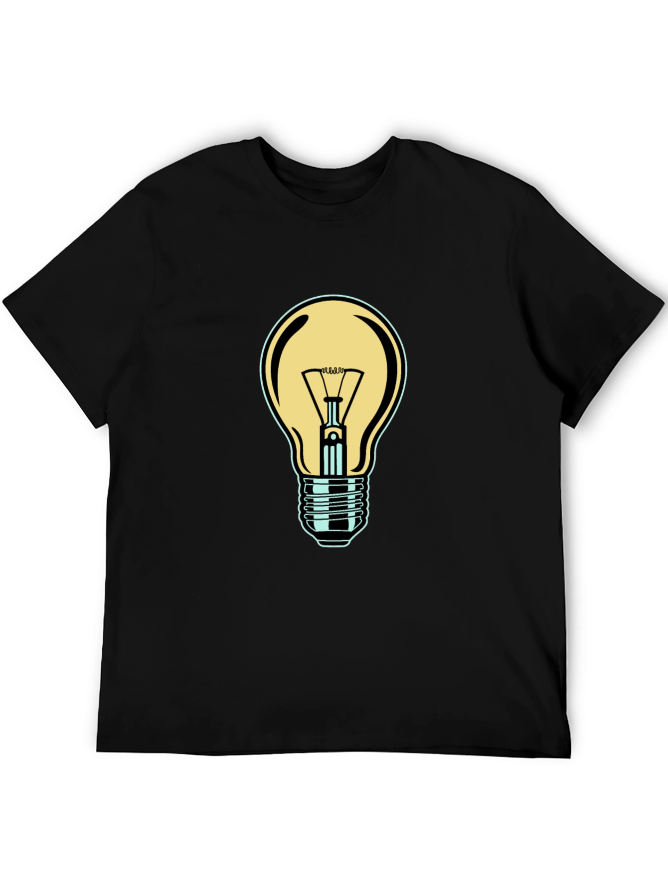 Mens Black T-Shirt with Light Bulb Design