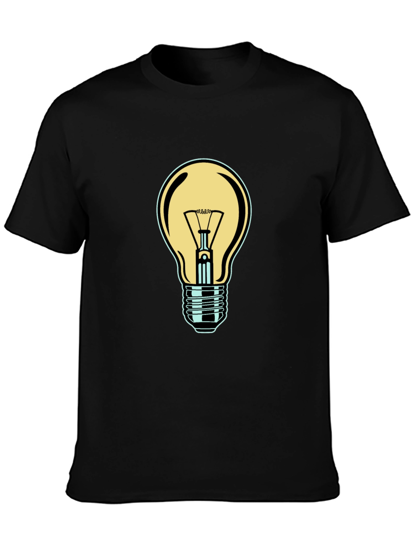 Mens Black T-Shirt with Light Bulb Design