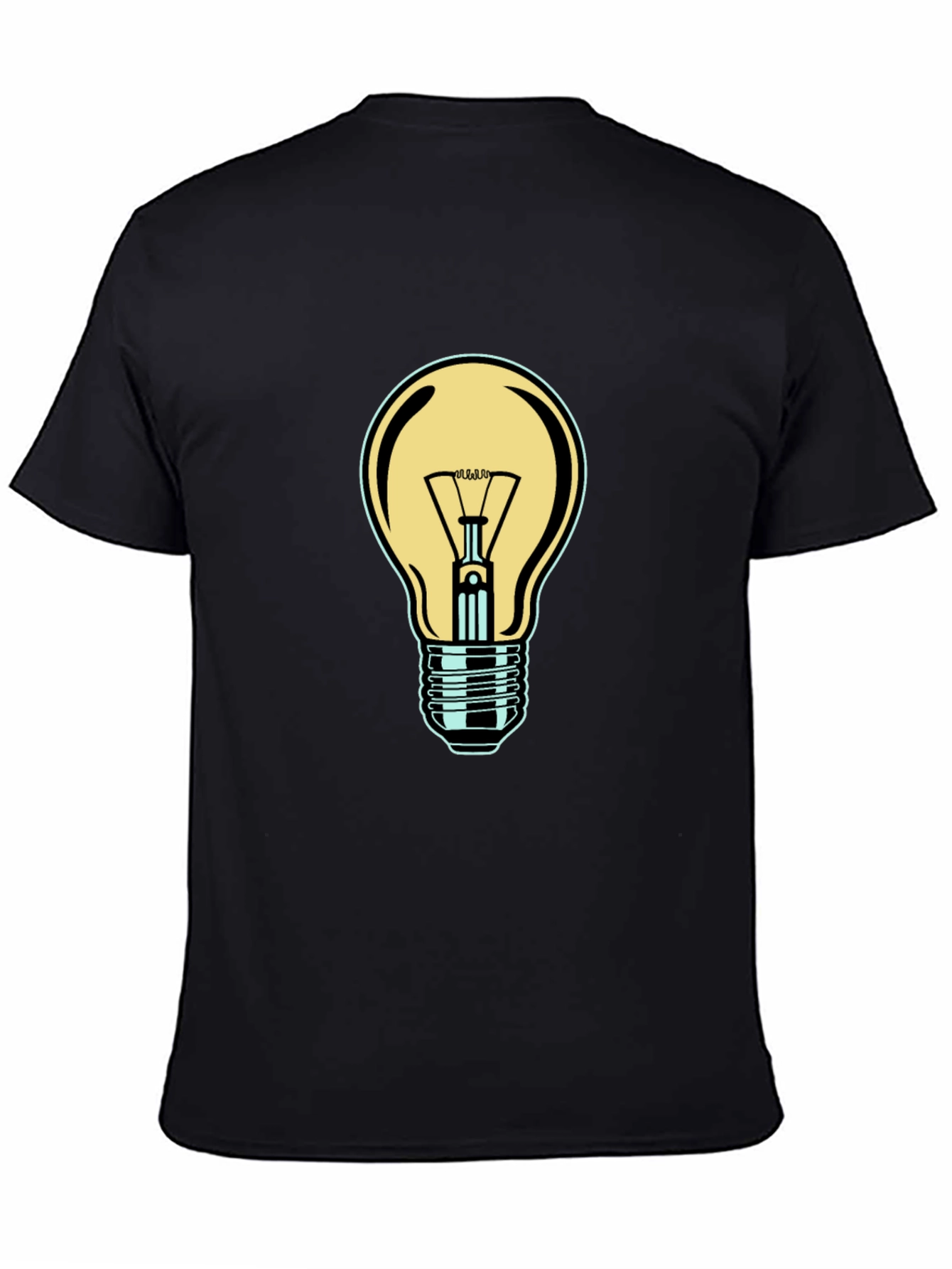 Mens Black T-Shirt with Light Bulb Design