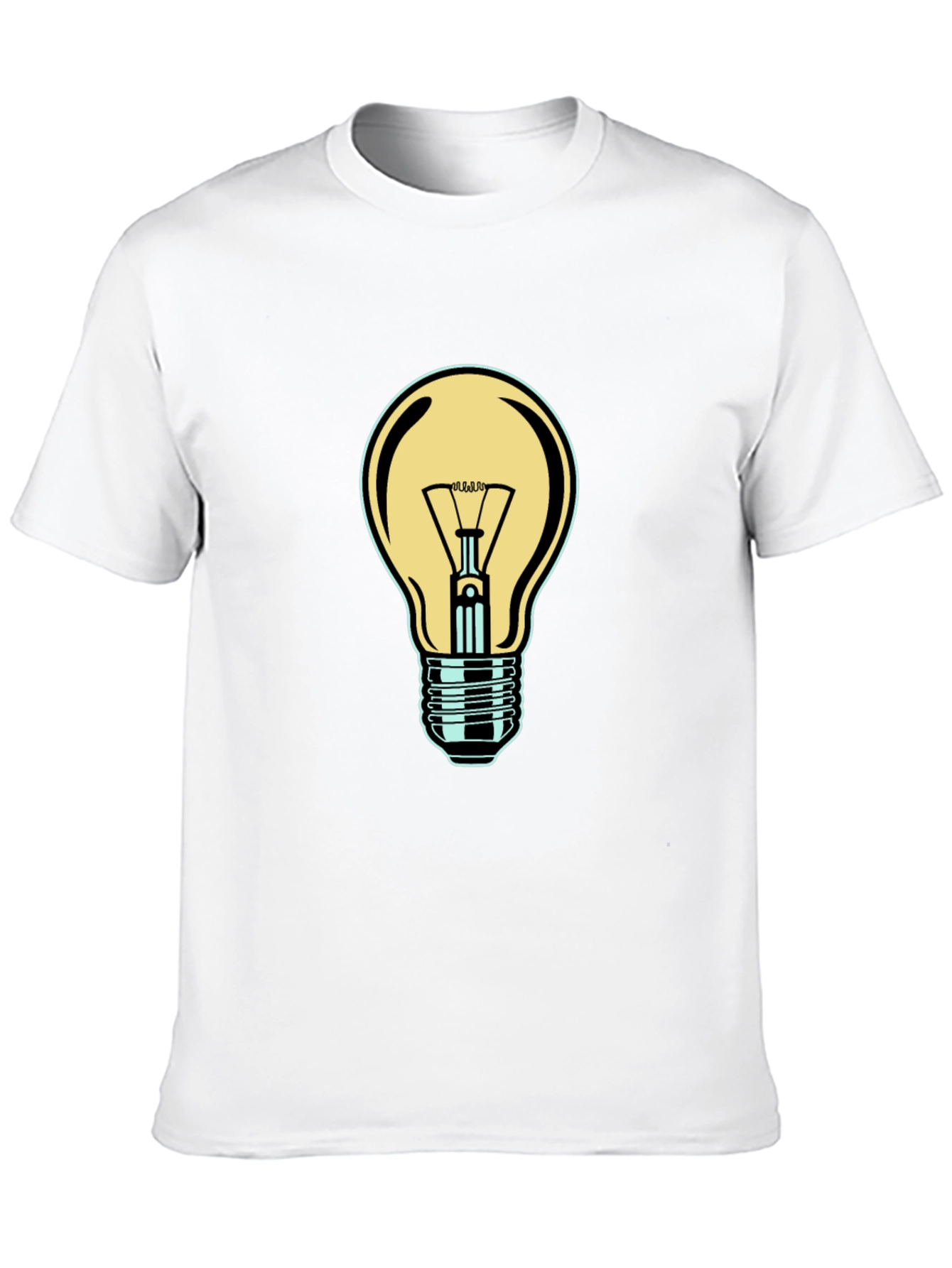 Mens Black T-Shirt with Light Bulb Design