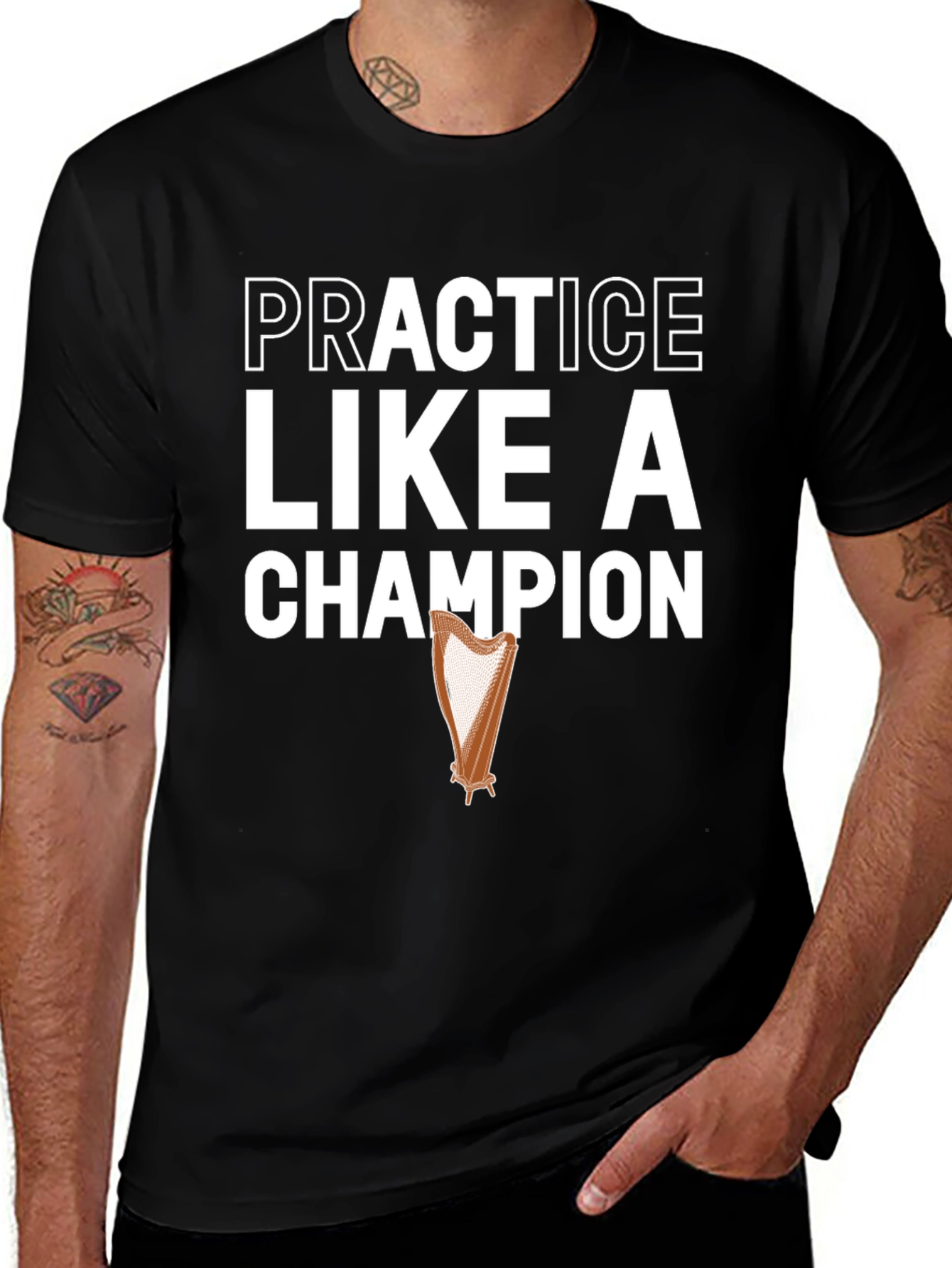 Practice Like a Champion Harp Graphic T-Shirt