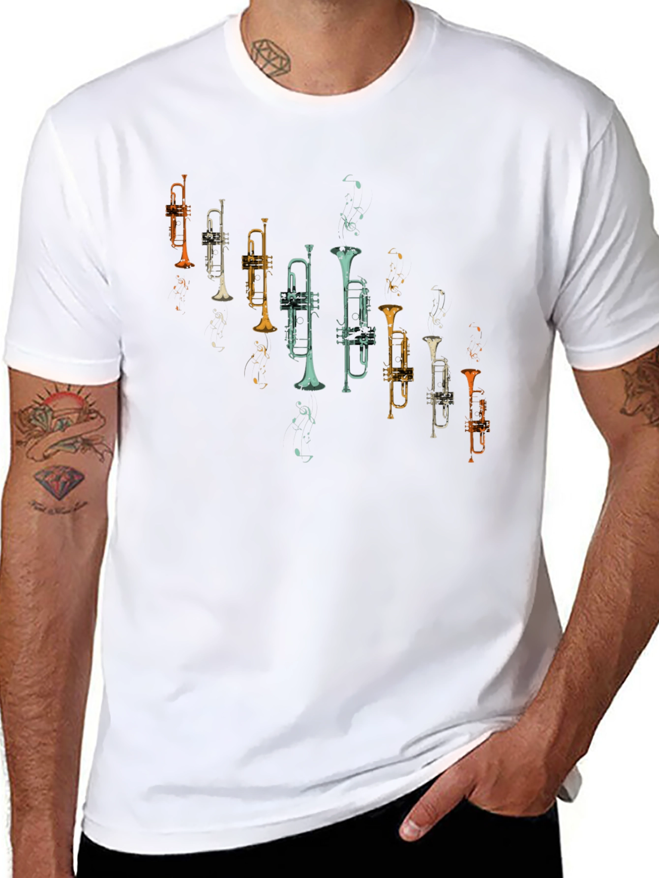 Trumpet Graphic Tee - Retro Music Lover Shirt