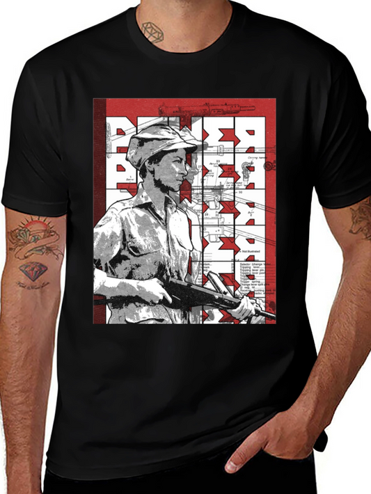 Retro Graphic Tee - Military Style