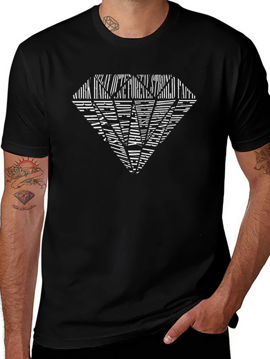 Diamond Graphic Print Black Crew Neck T-Shirt
