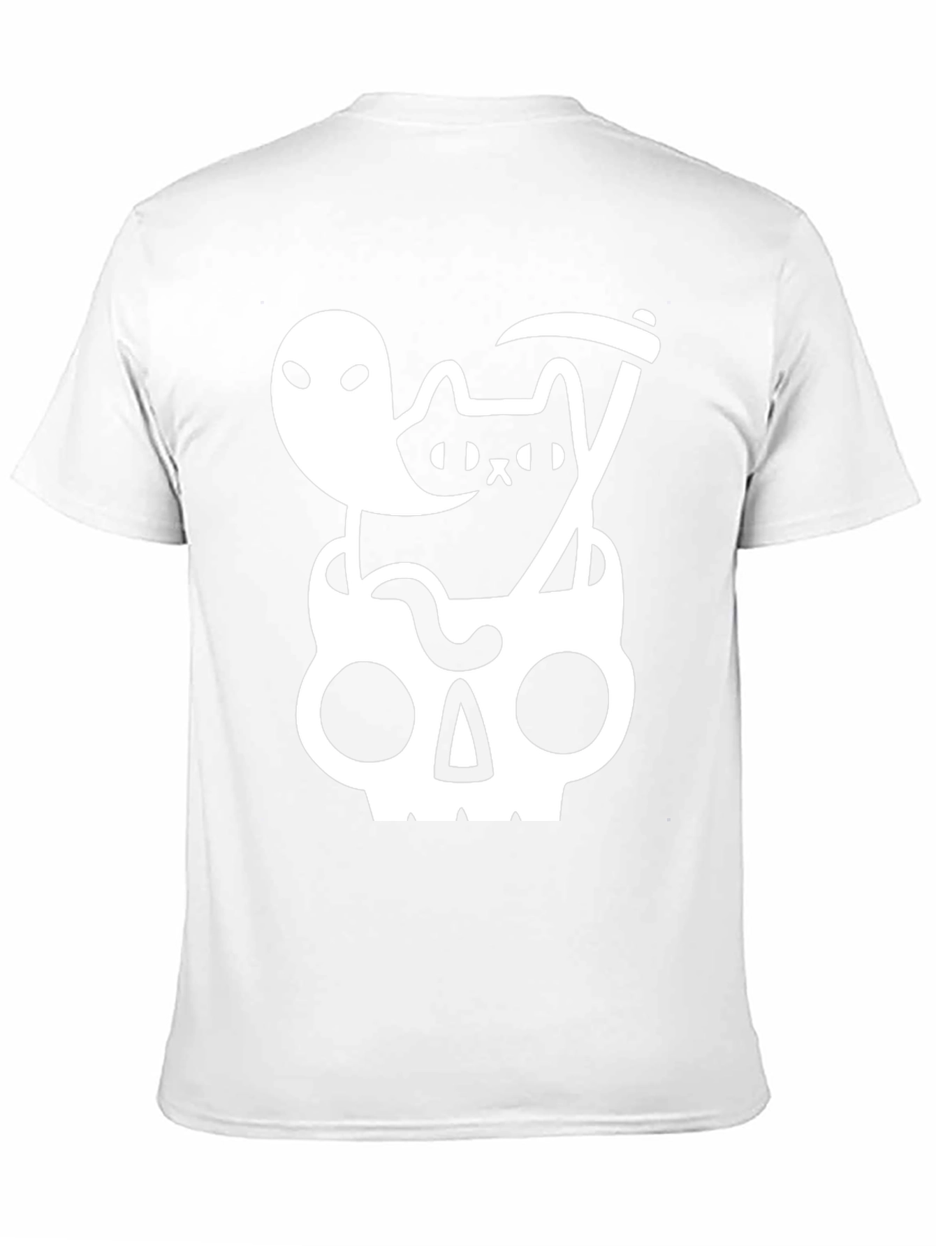 Spooky Cat & Ghost Skull T-Shirt
