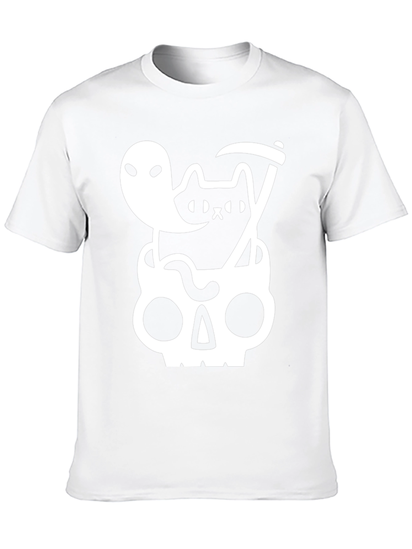 Spooky Cat & Ghost Skull T-Shirt