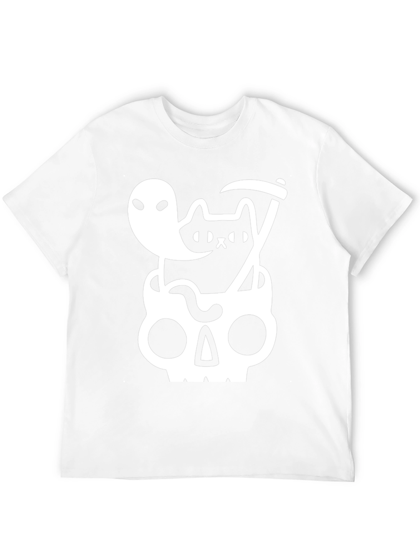 Spooky Cat & Ghost Skull T-Shirt