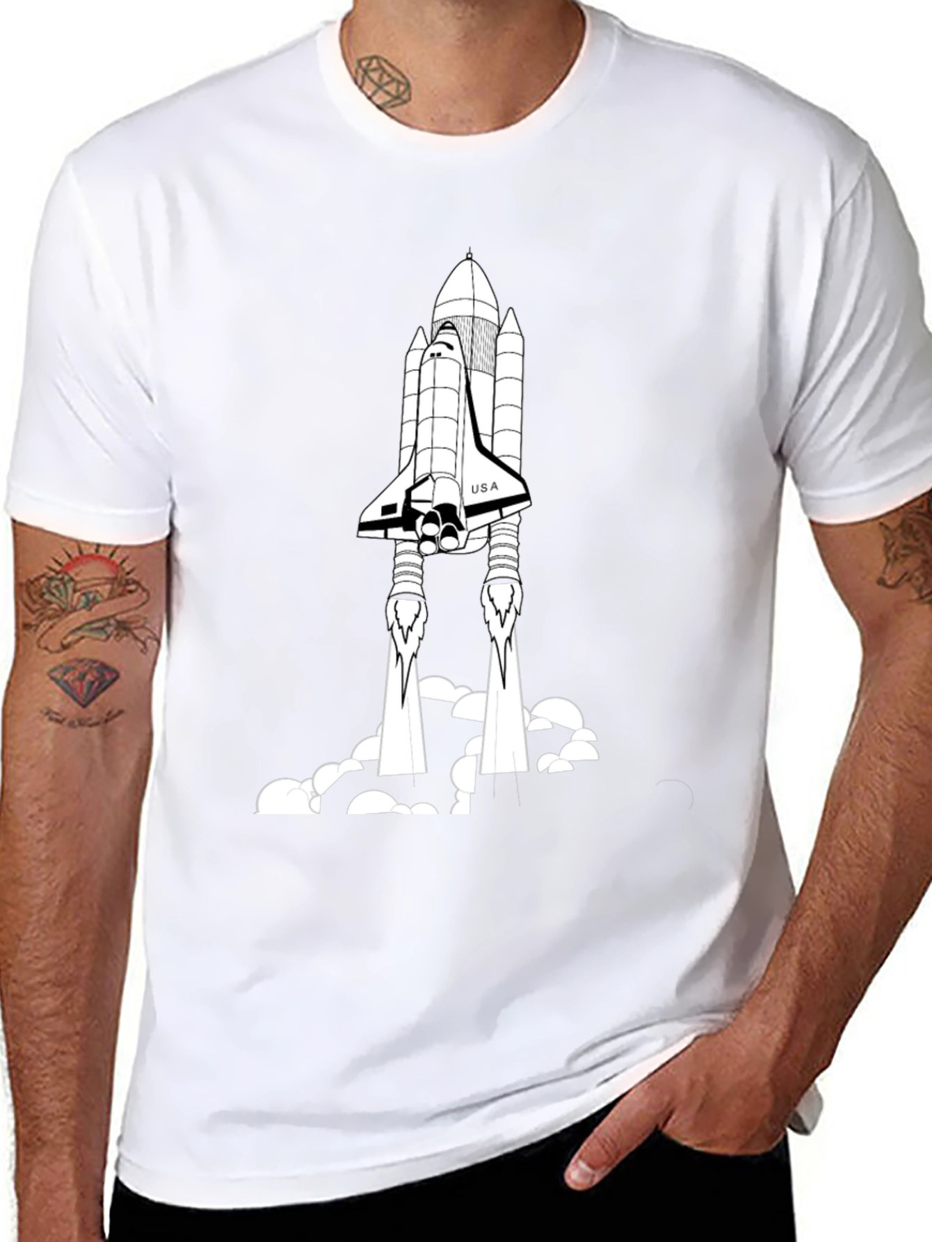 Space Shuttle Launch Black T-Shirt