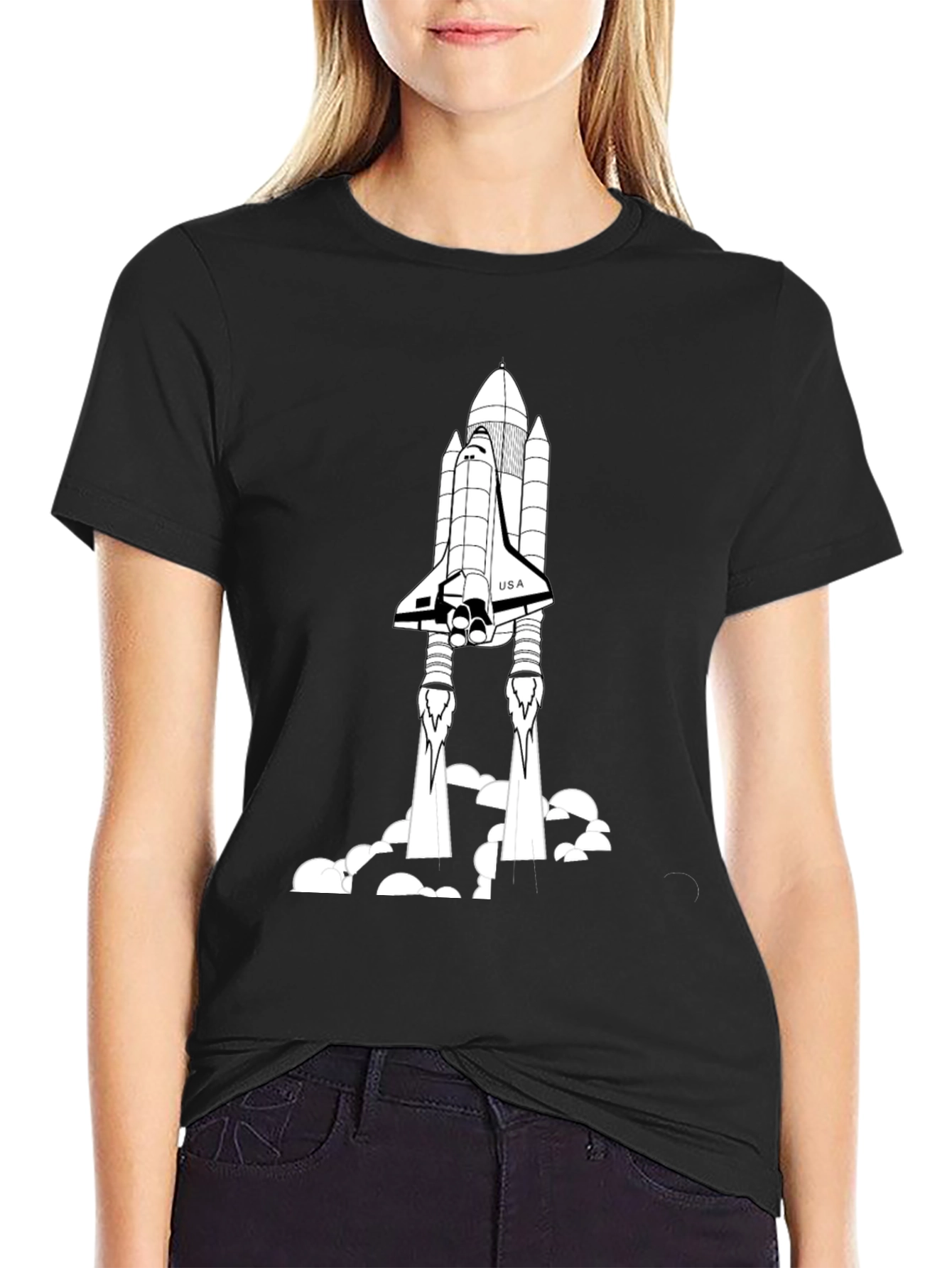 Space Shuttle Launch Black T-Shirt