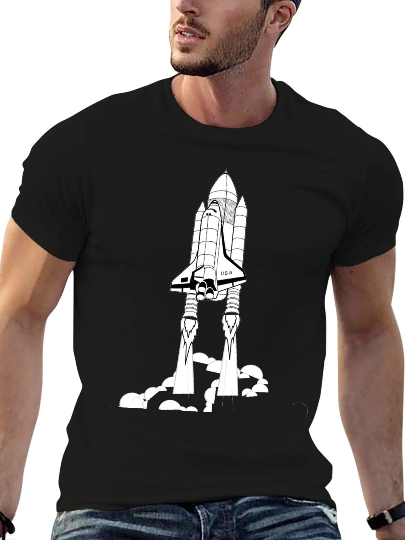 Space Shuttle Launch Black T-Shirt