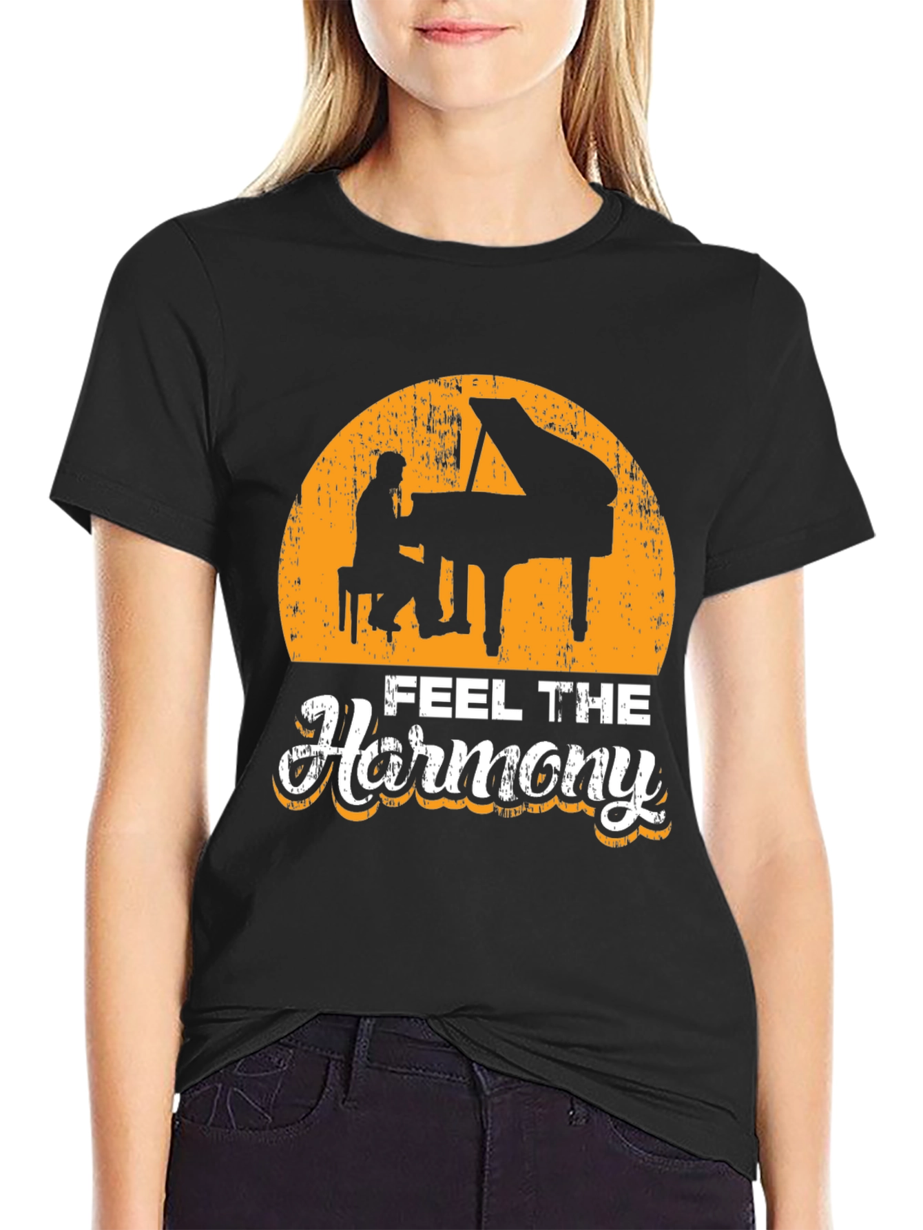 Feel the Harmony Piano Player Graphic T-Shirt