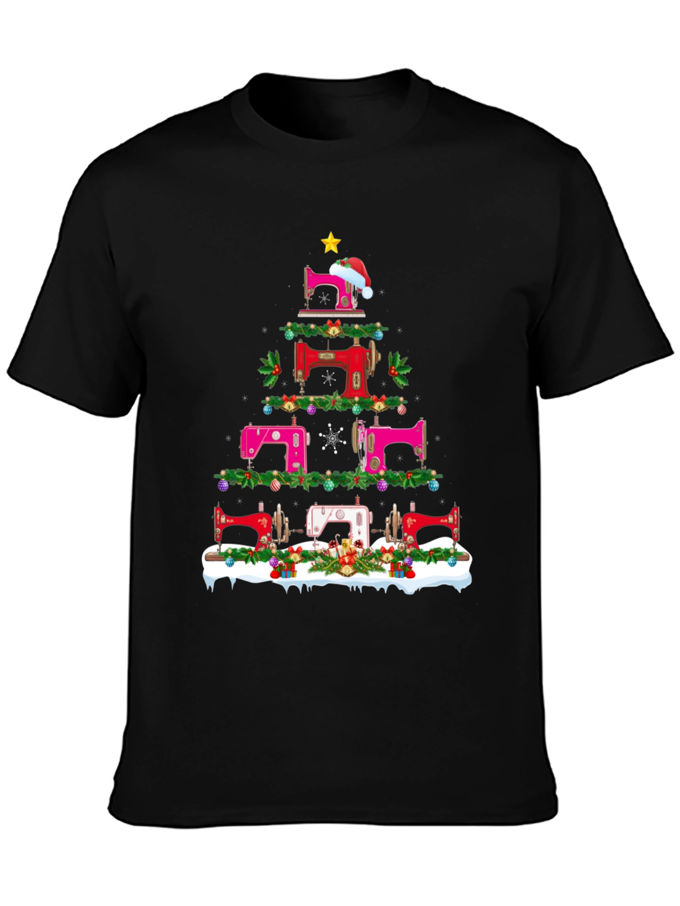 Sewing Machine Christmas Tree T-Shirt
