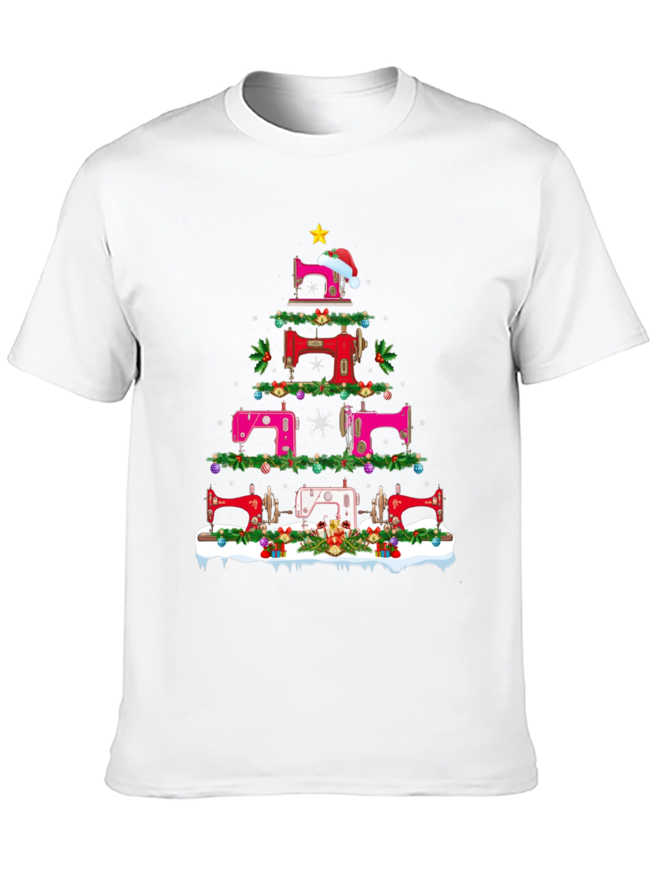 Sewing Machine Christmas Tree T-Shirt