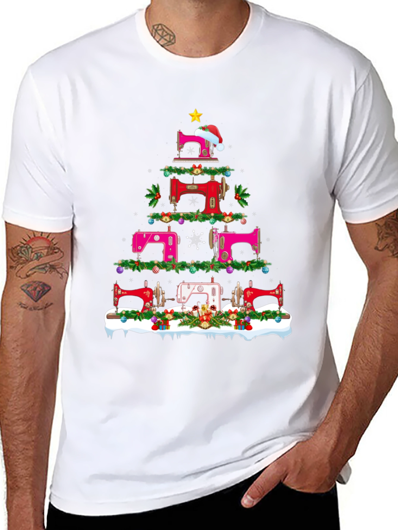 Sewing Machine Christmas Tree T-Shirt