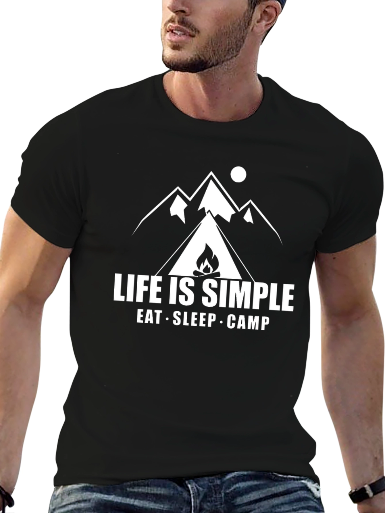 Life is Simple Camping Graphic Tee - Black