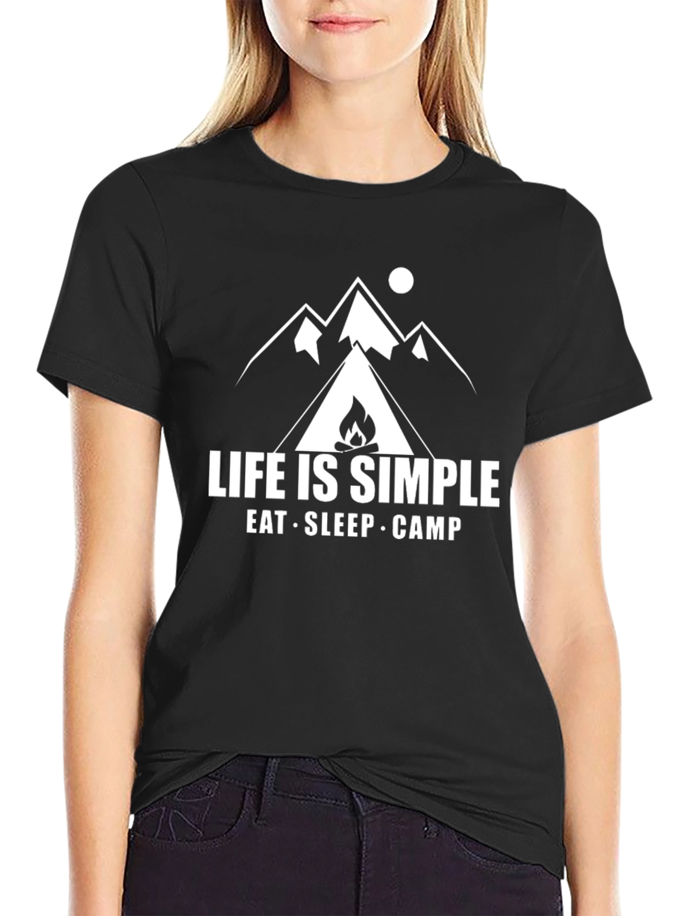 Life is Simple Camping Graphic Tee - Black