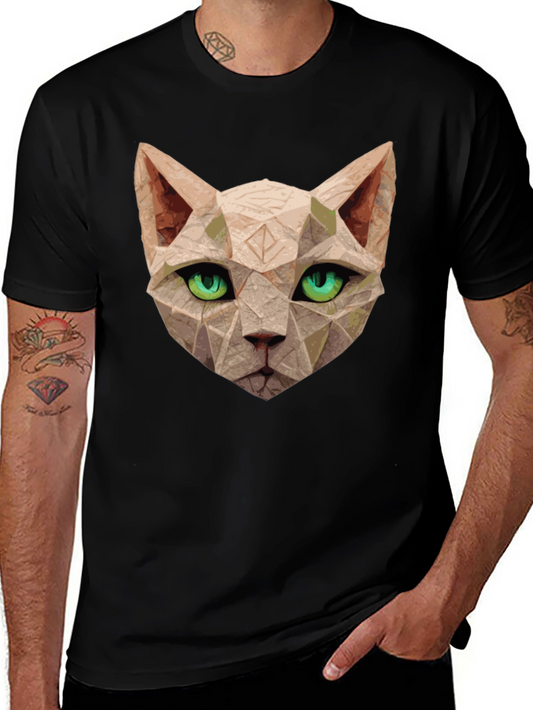 Geometric Cat T-Shirt - Unique Art Tee