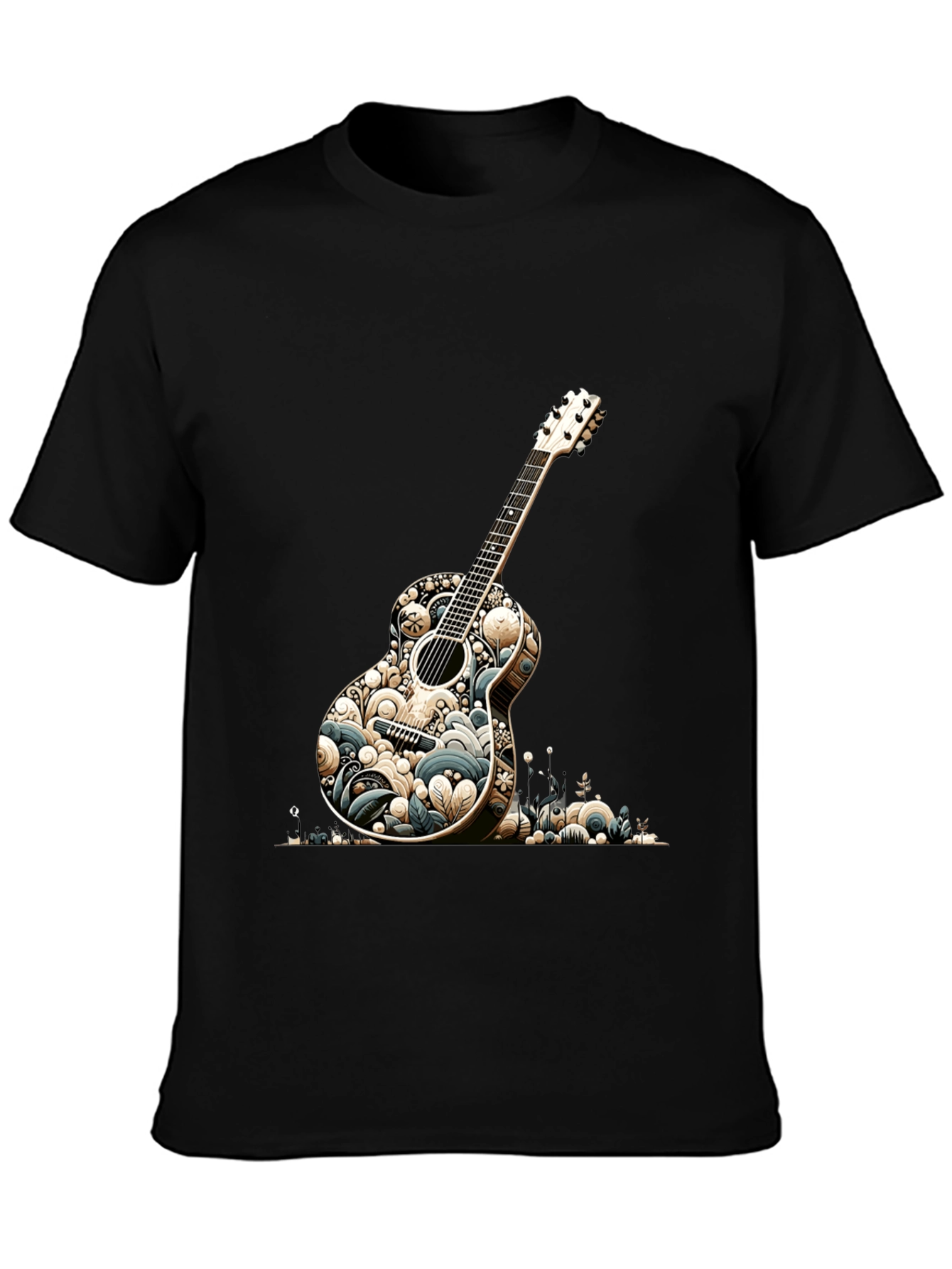 Guitar Graphic Tee - Black Cotton Blend