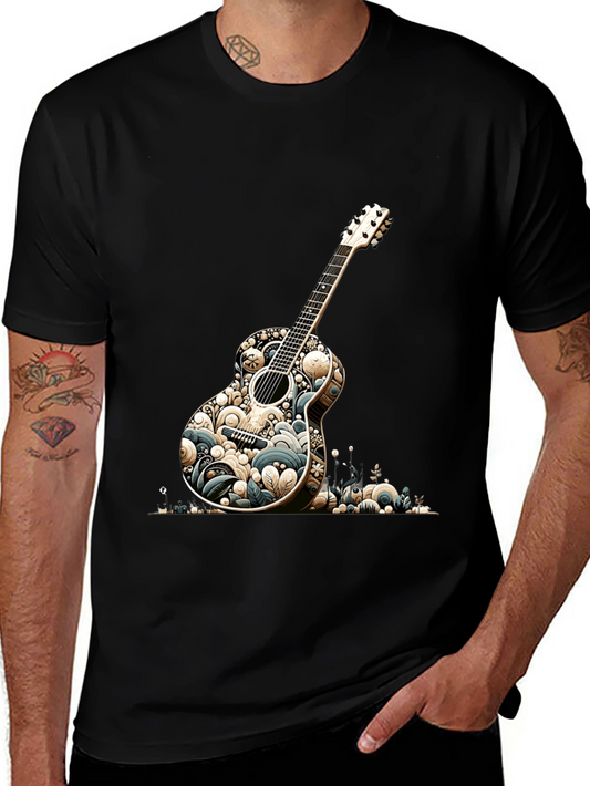 Guitar Graphic Tee - Black Cotton Blend