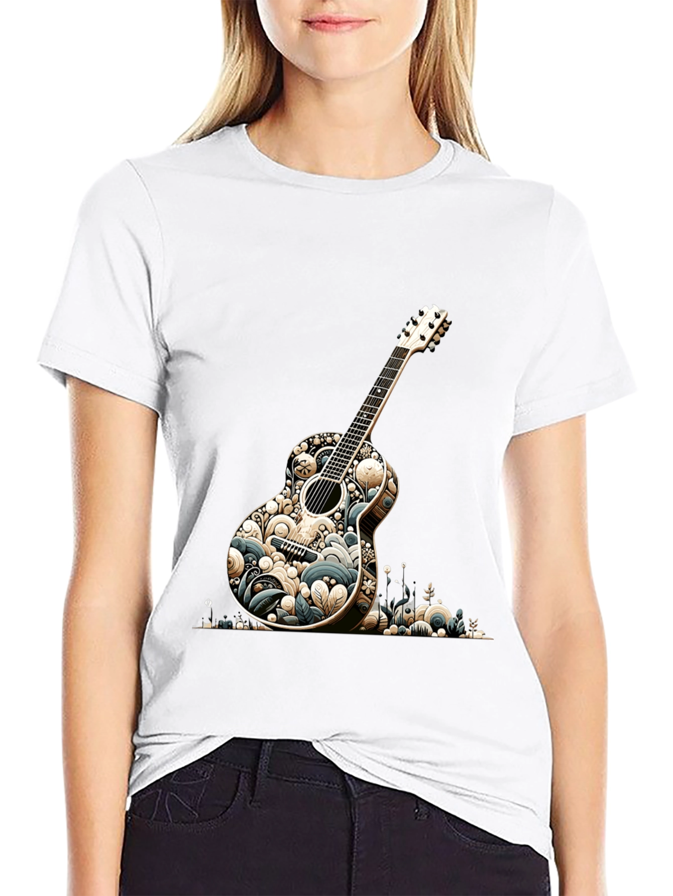 Guitar Graphic Tee - Black Cotton Blend