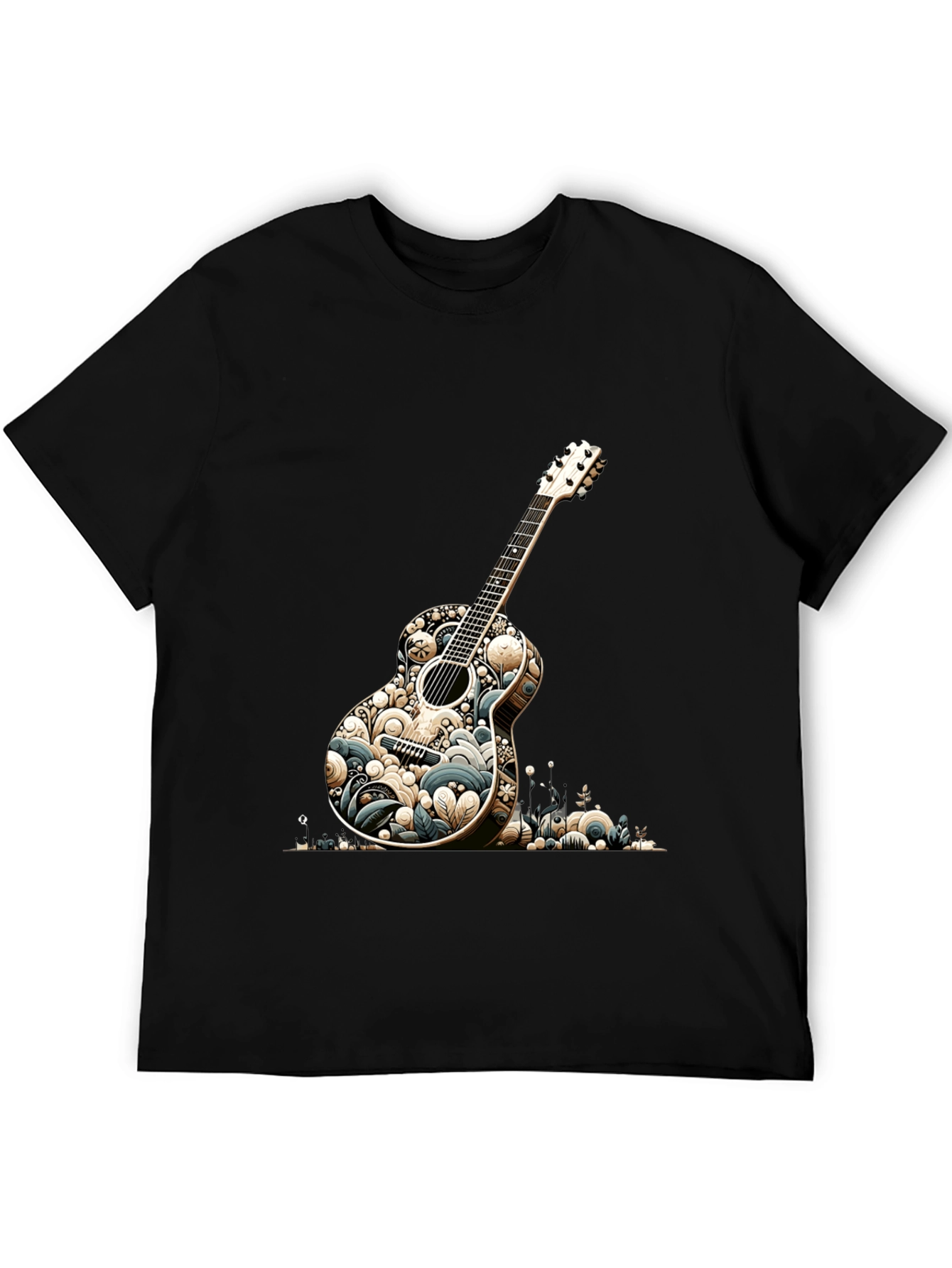 Guitar Graphic Tee - Black Cotton Blend