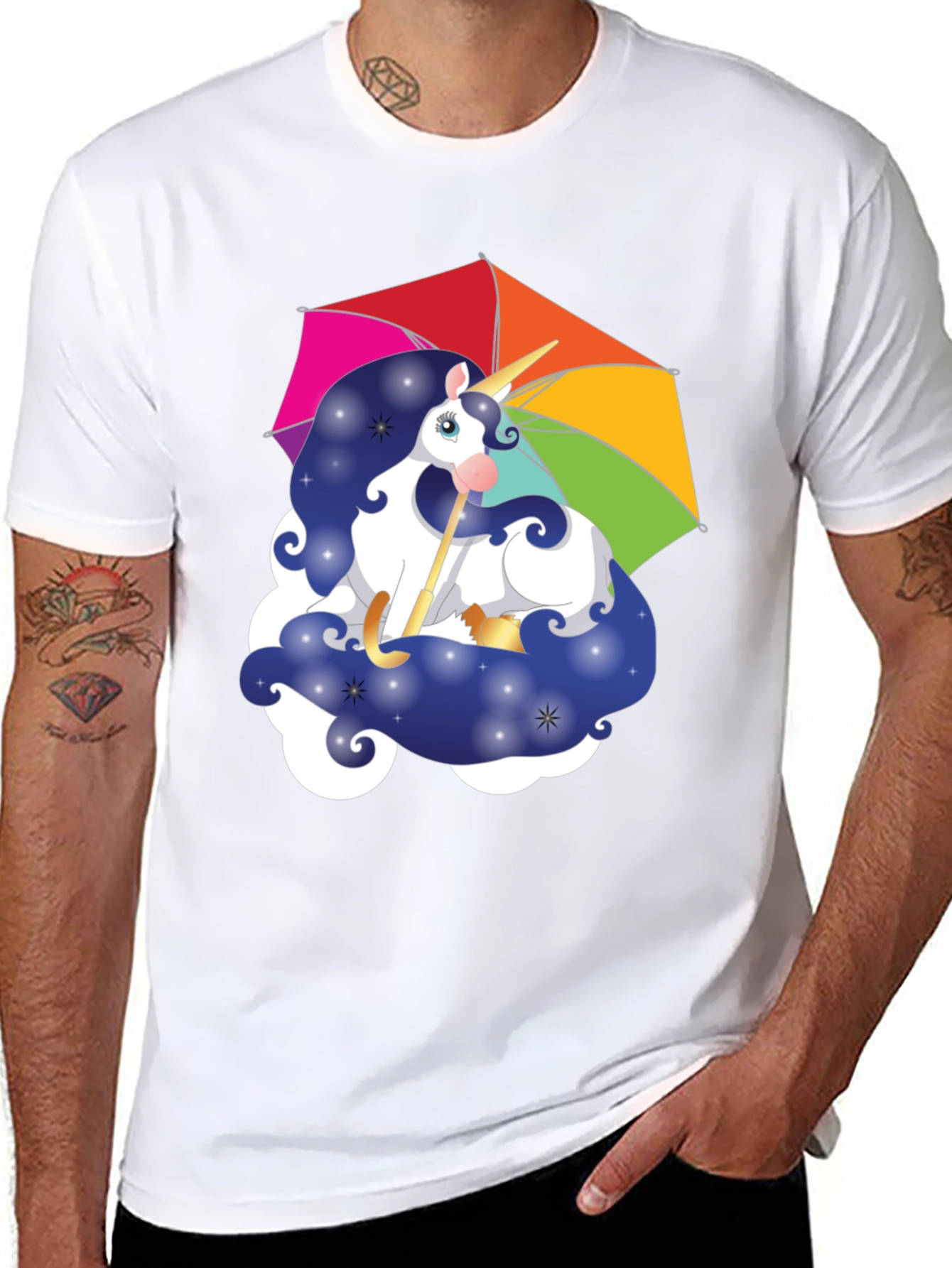 Unicorn Rainbow Umbrella Graphic Tee