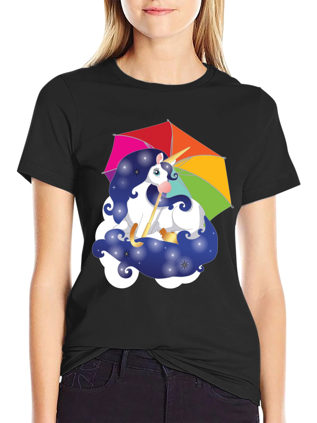 Unicorn Rainbow Umbrella Graphic Tee