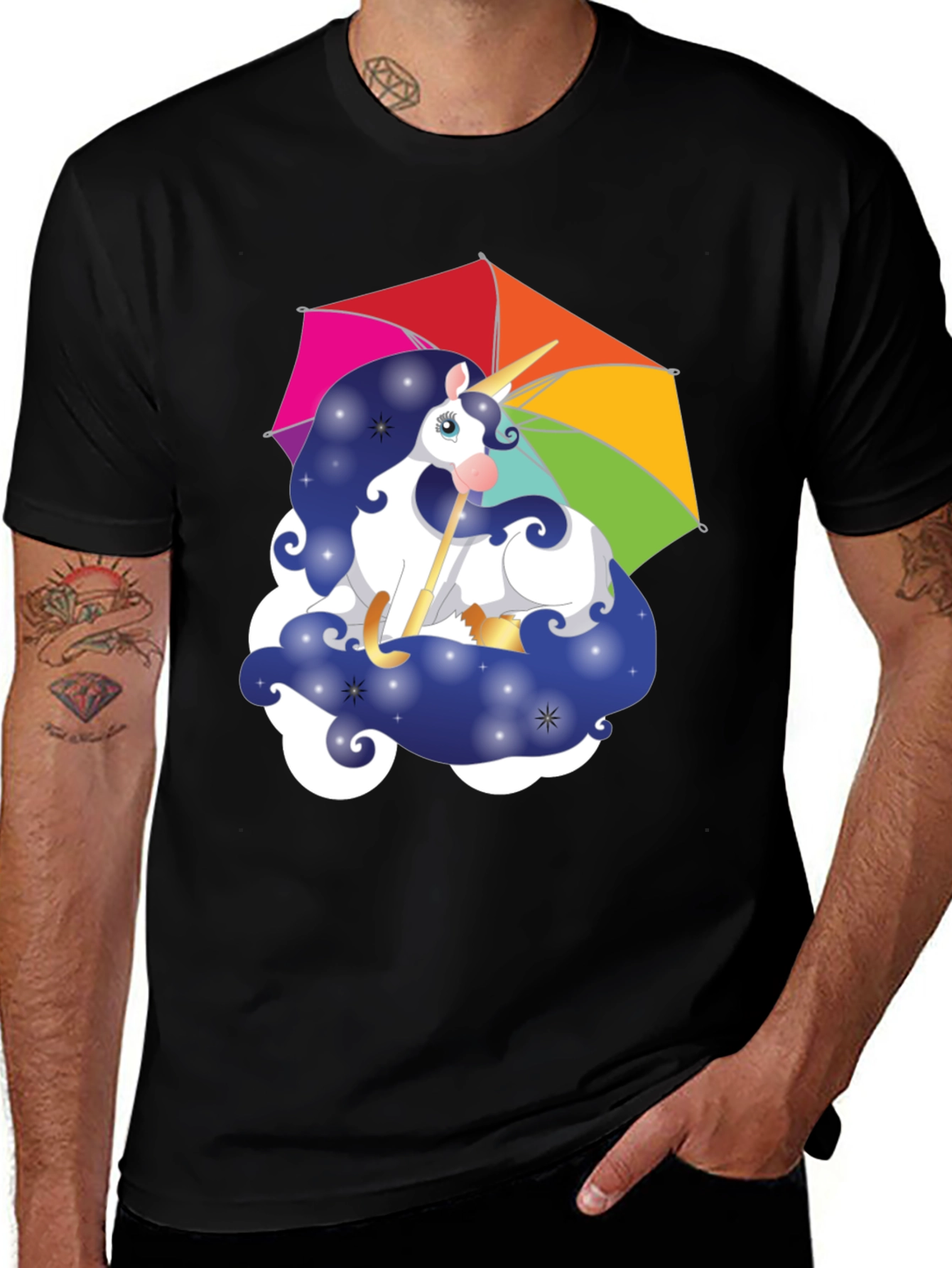 Unicorn Rainbow Umbrella Graphic Tee