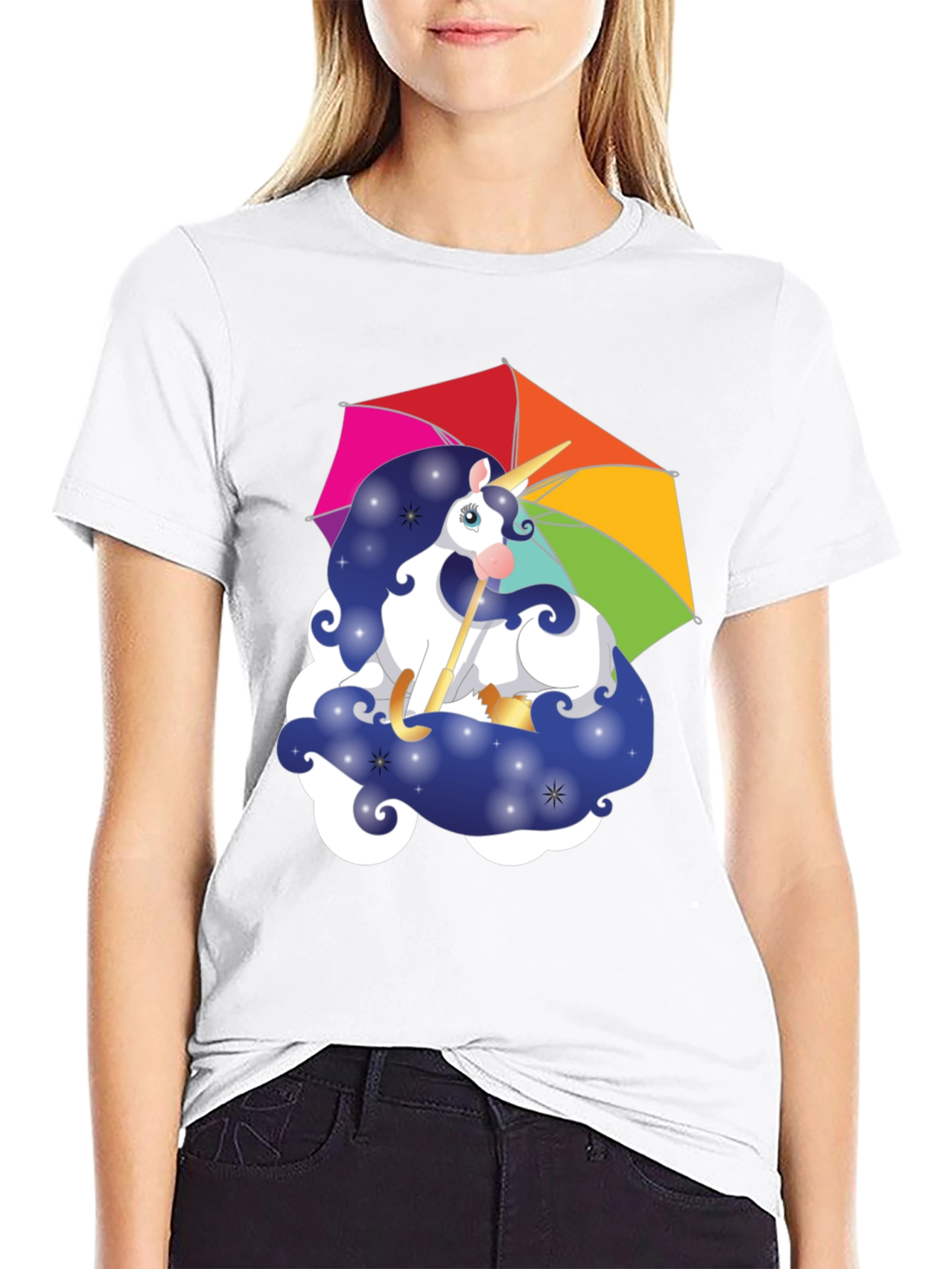 Unicorn Rainbow Umbrella Graphic Tee