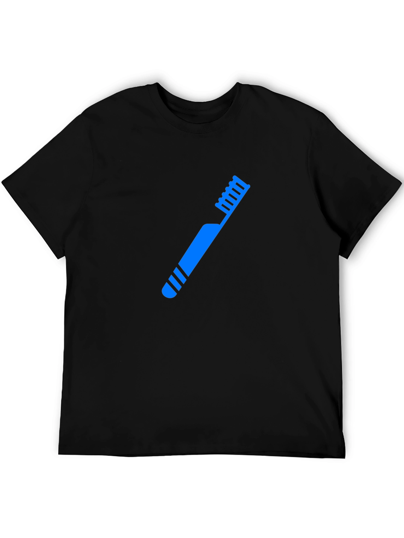 Blue Toothbrush Graphic Black T-Shirt