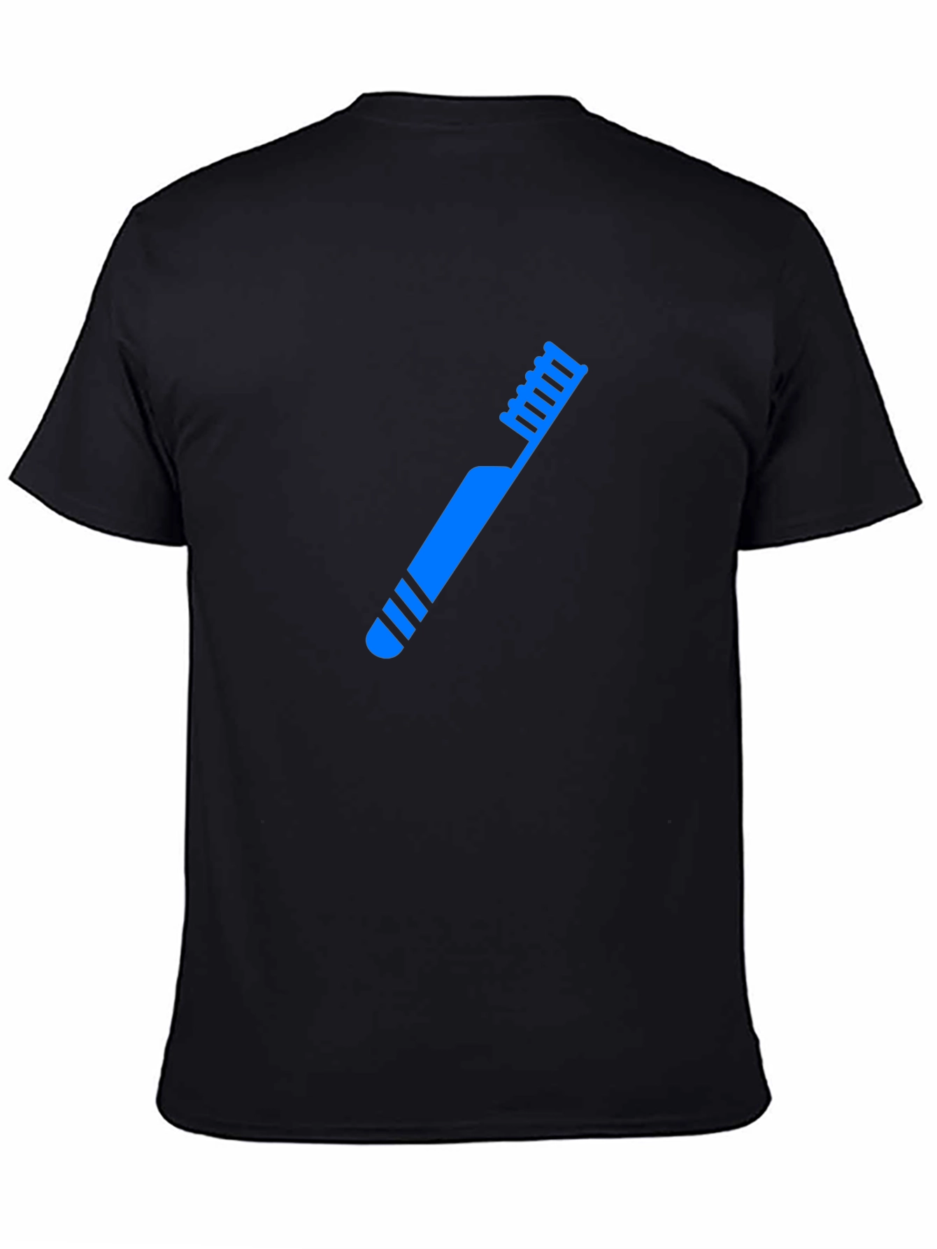 Blue Toothbrush Graphic Black T-Shirt