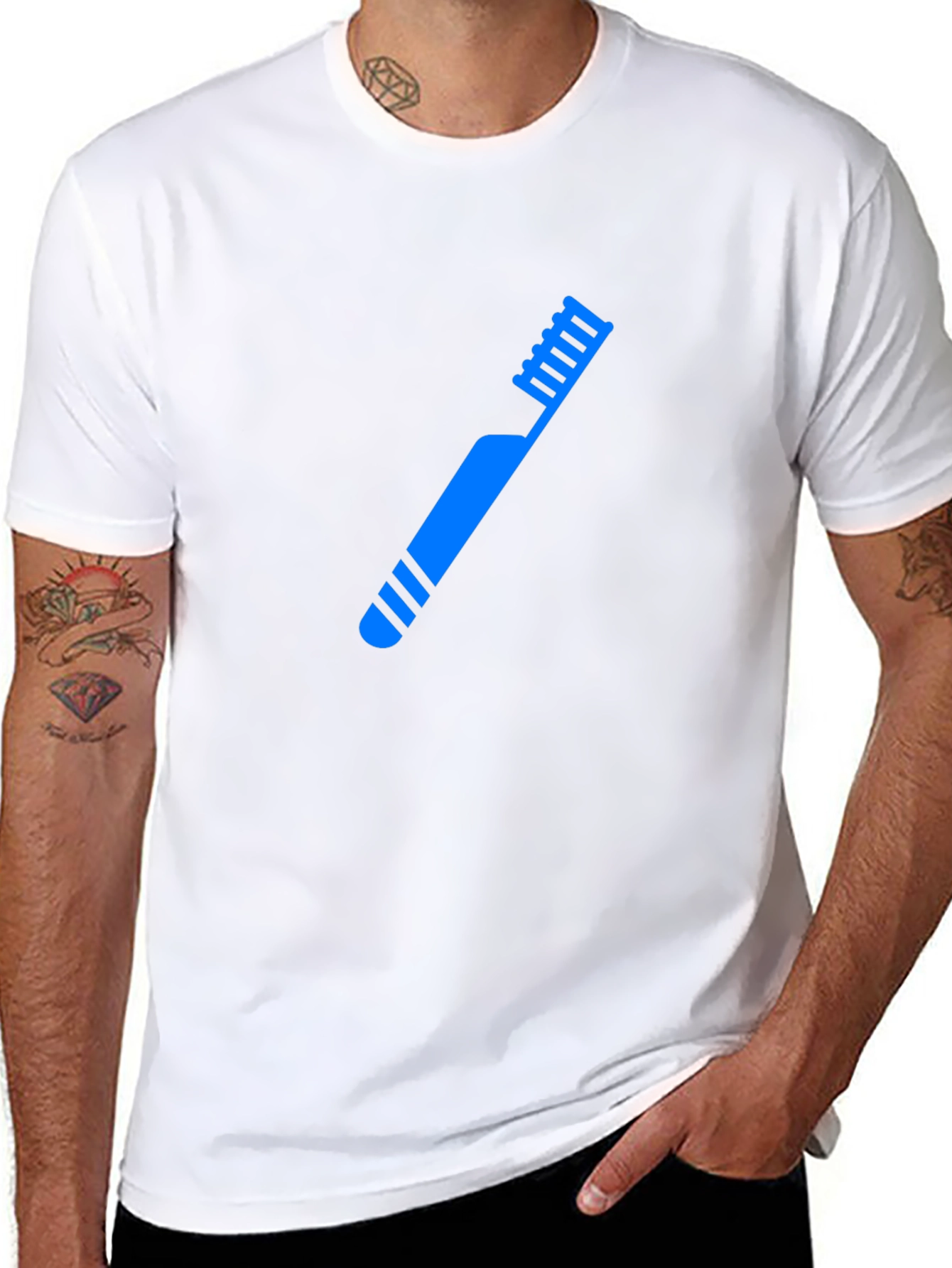 Blue Toothbrush Graphic Black T-Shirt