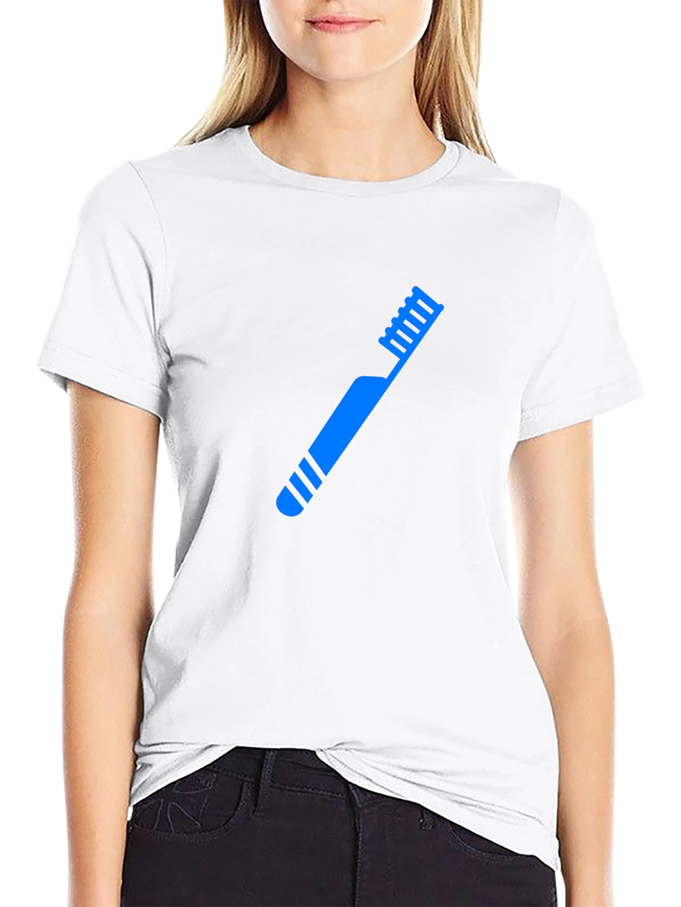 Blue Toothbrush Graphic Black T-Shirt