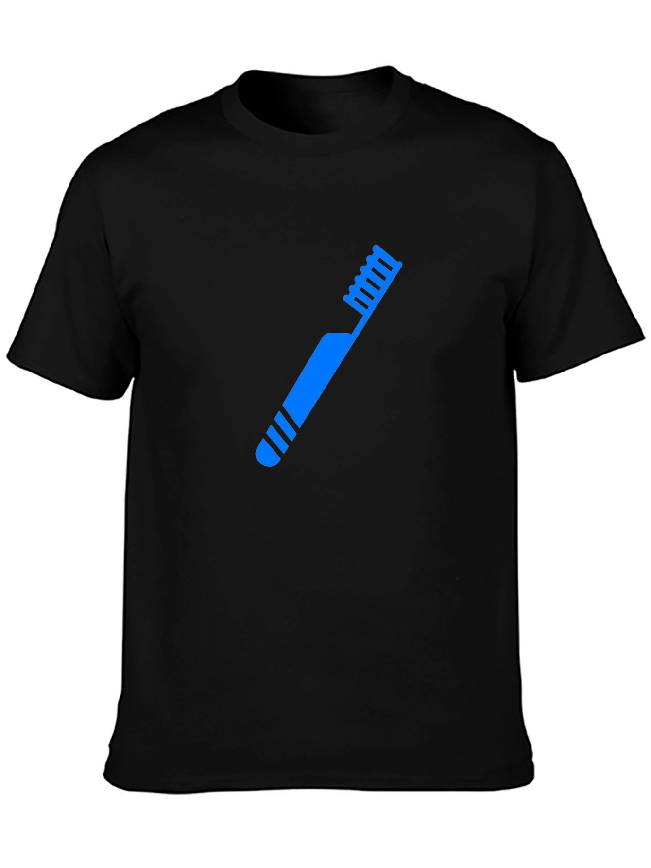 Blue Toothbrush Graphic Black T-Shirt