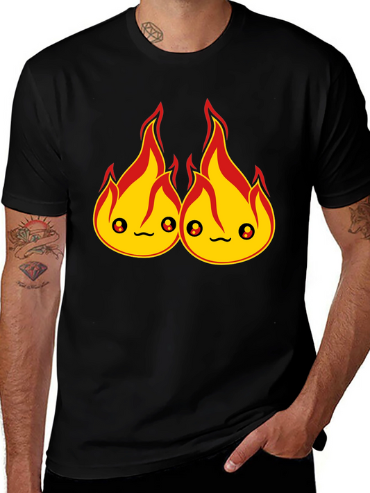 Cute Fire Flames Black T-Shirt