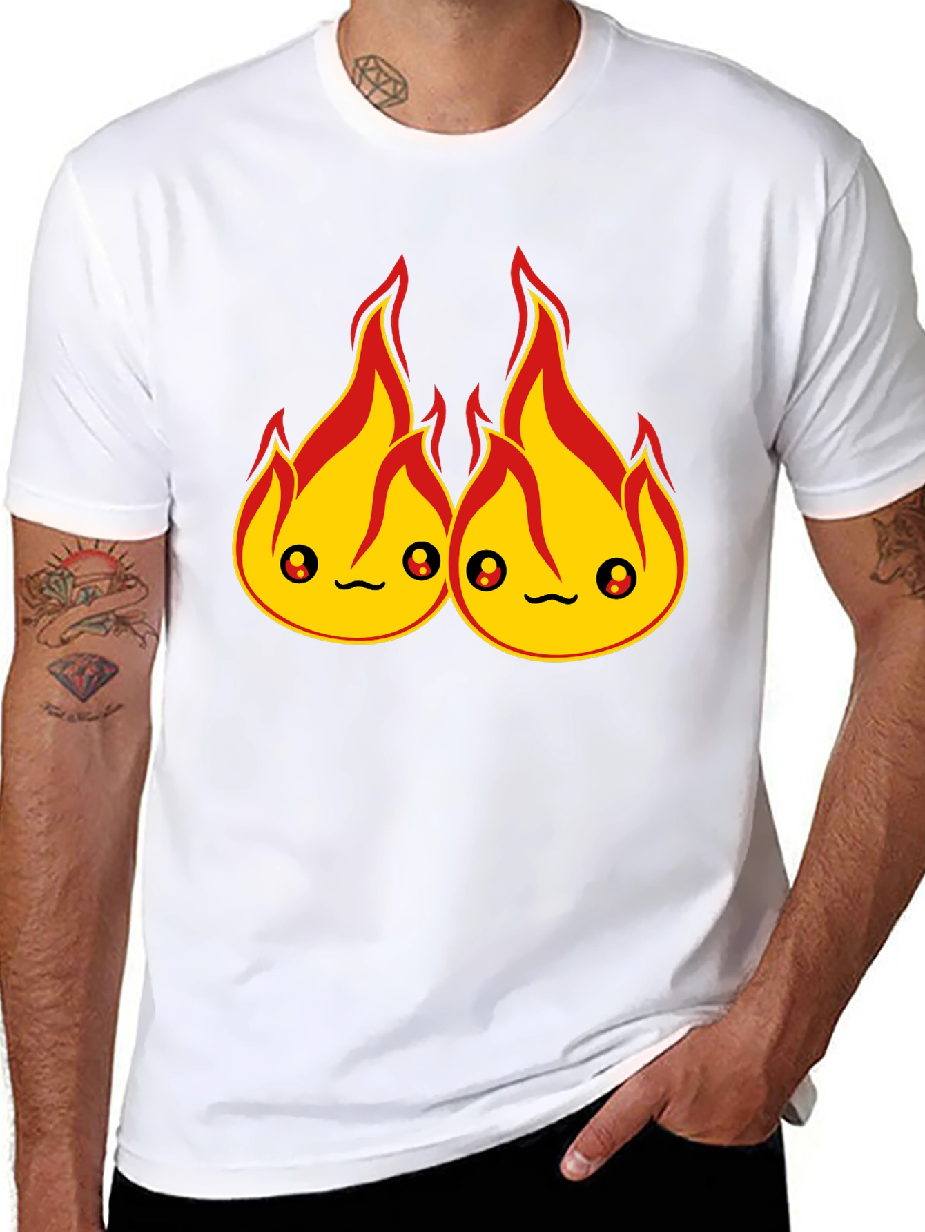 Cute Fire Flames Black T-Shirt