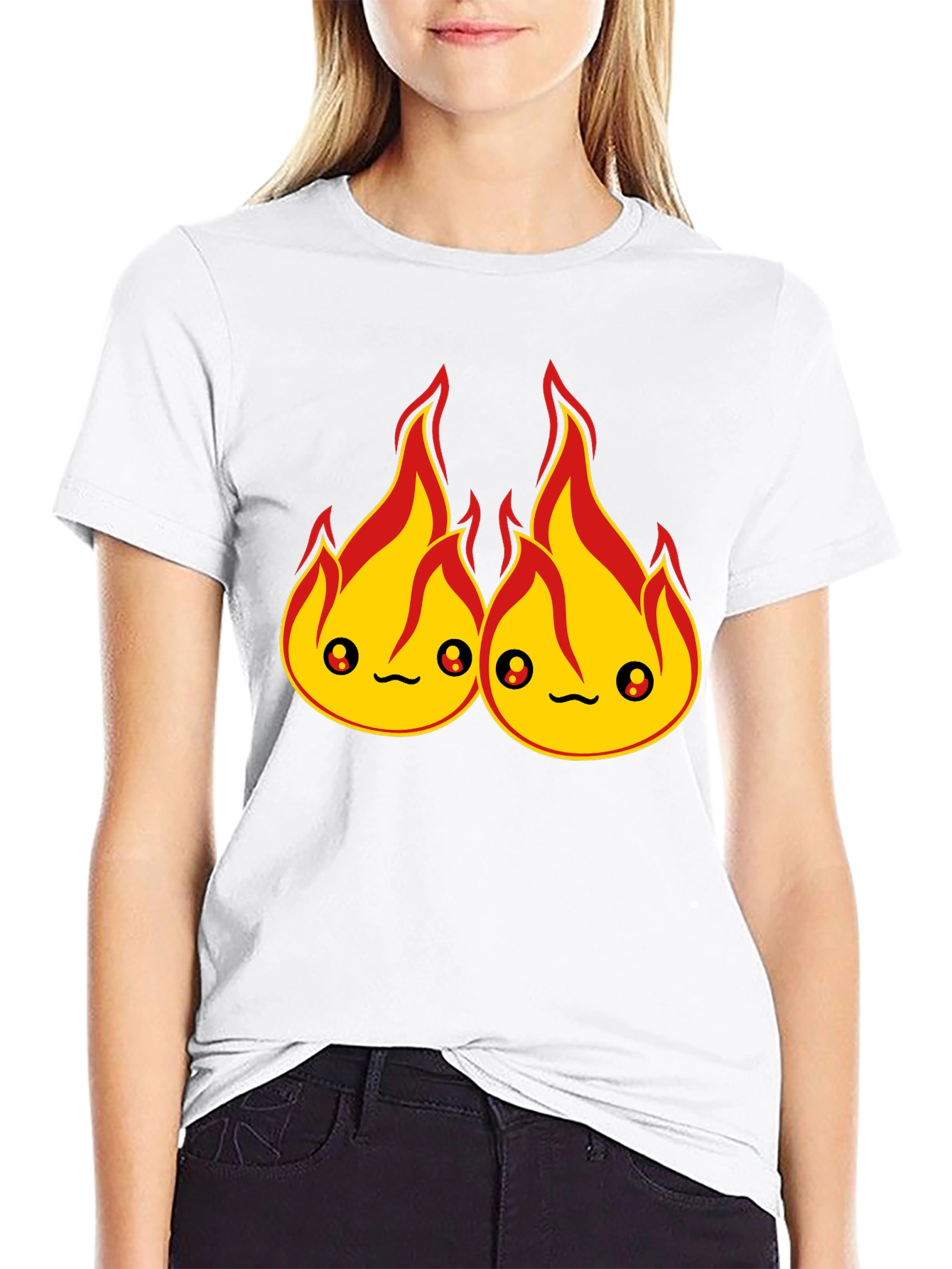 Cute Fire Flames Black T-Shirt