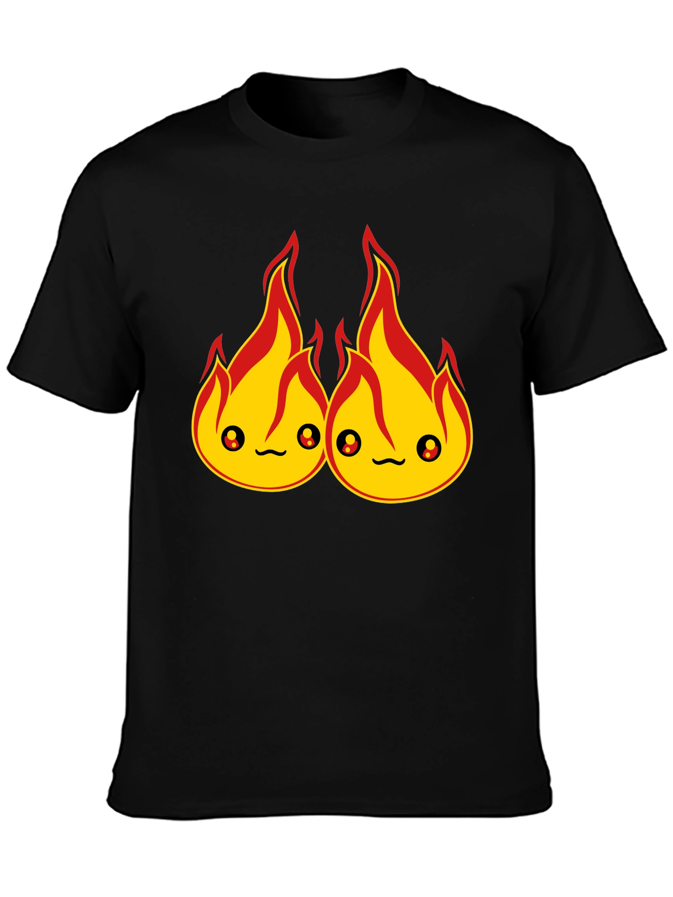Cute Fire Flames Black T-Shirt