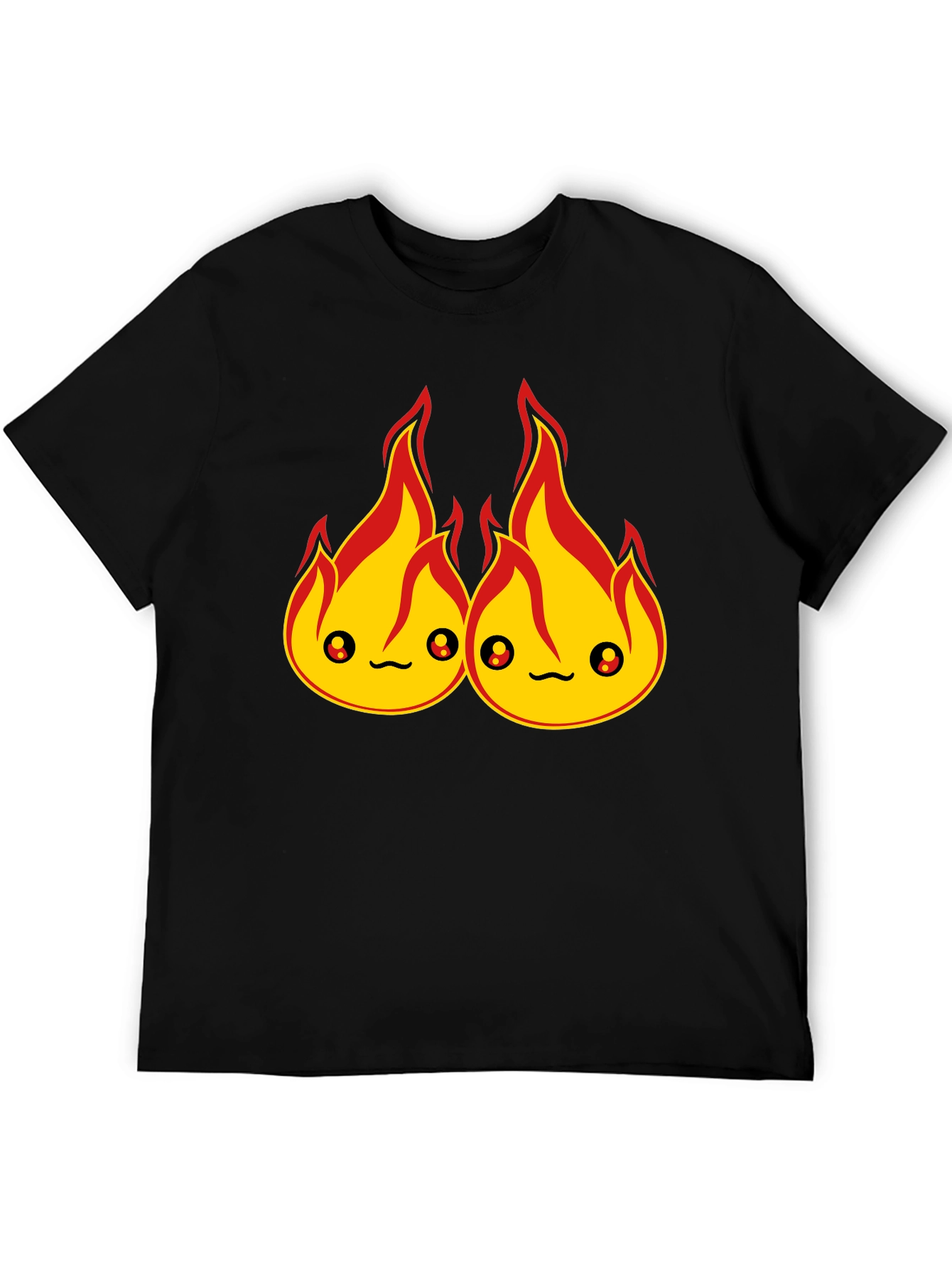 Cute Fire Flames Black T-Shirt