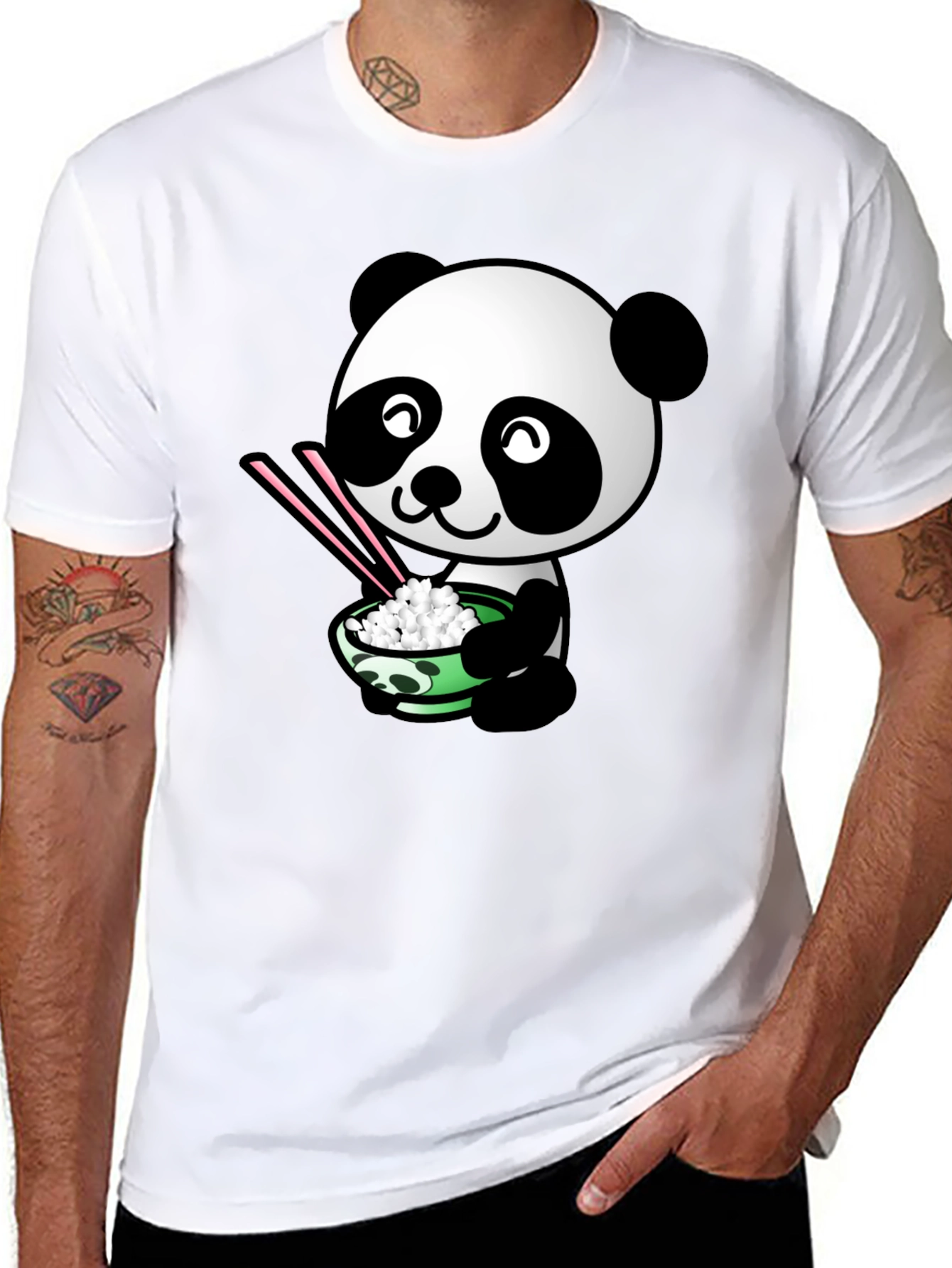 Panda Eating Rice Graphic T-Shirt