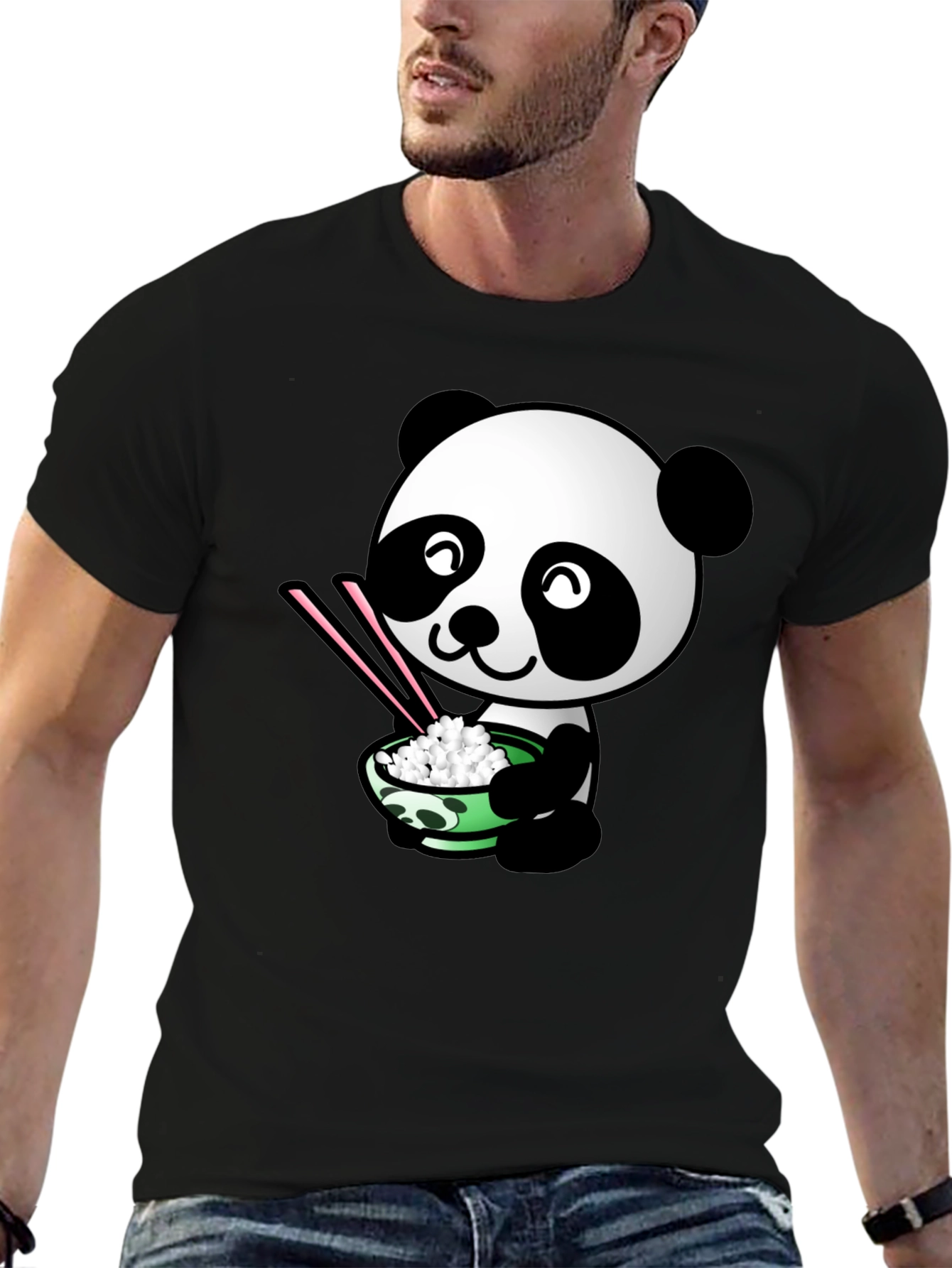 Panda Eating Rice Graphic T-Shirt