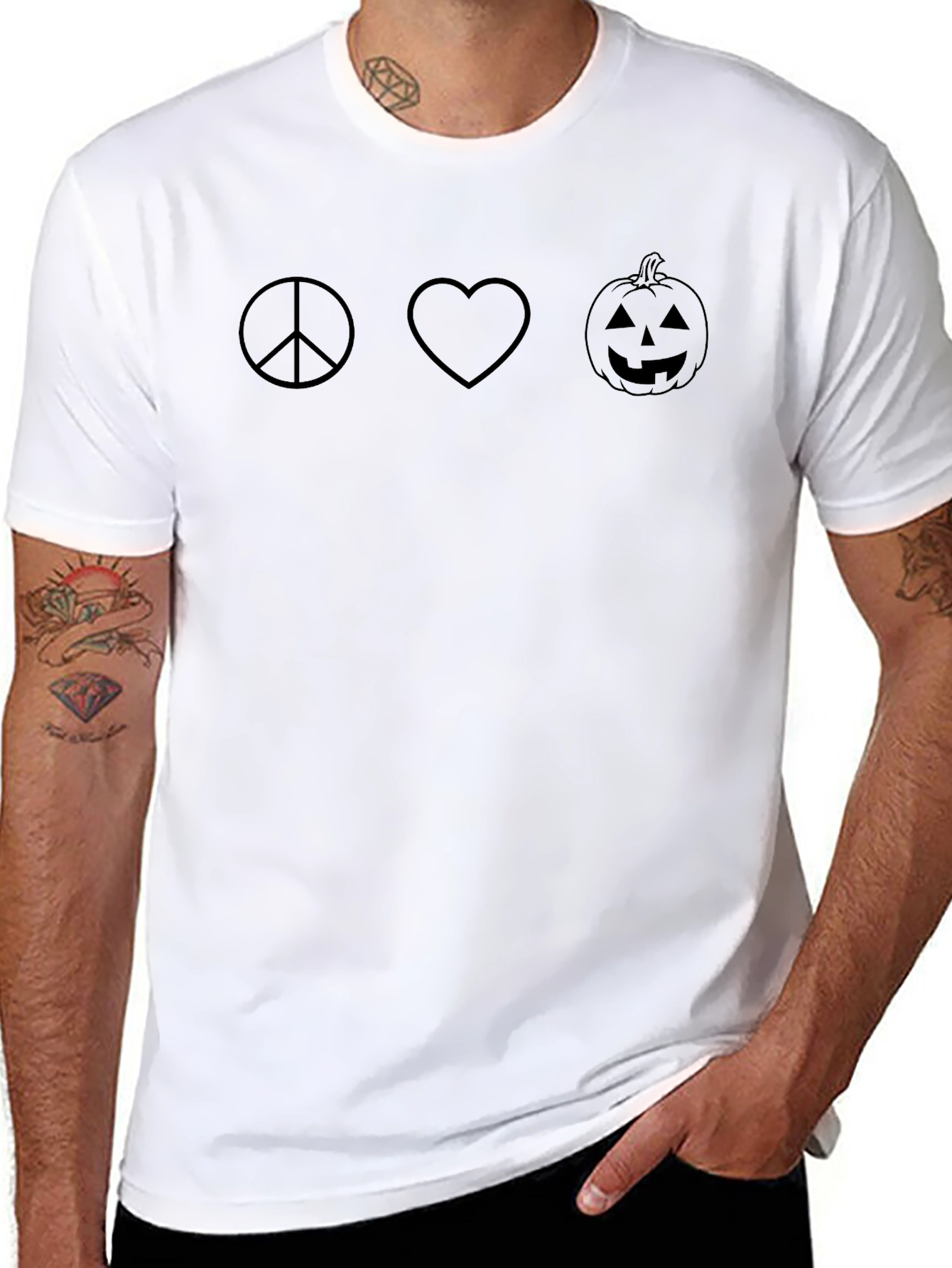 Peace Love Halloween Graphic T-Shirt